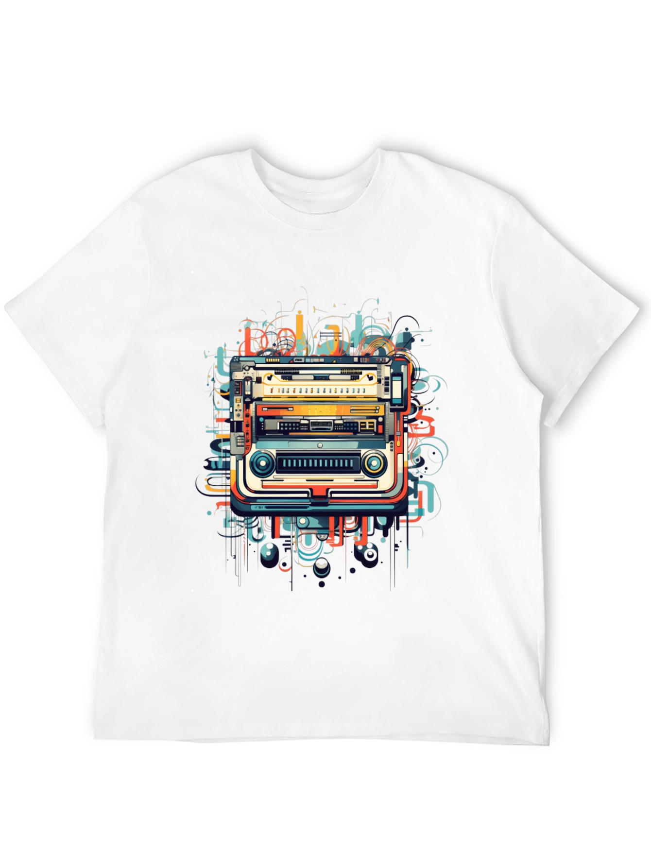 Black Retro Tech Graphic Tee - Modern Art view 12