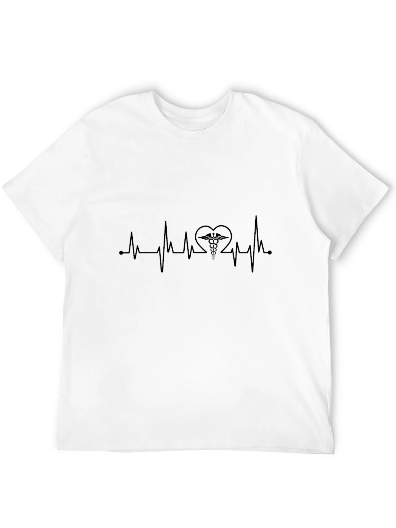Black Heartbeat Caduceus Graphic Tee - Stylish & Comfortable view 12