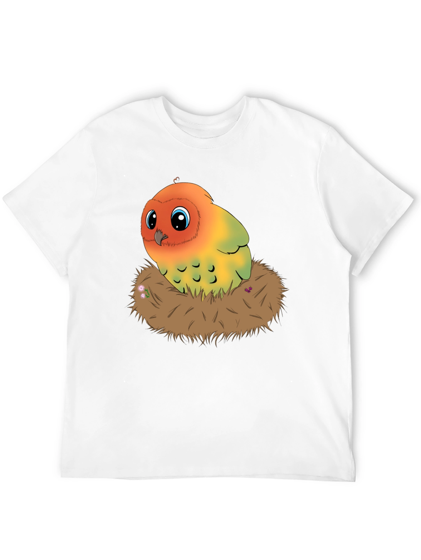 Black Cute Lovebird in Nest Graphic Tee view 12