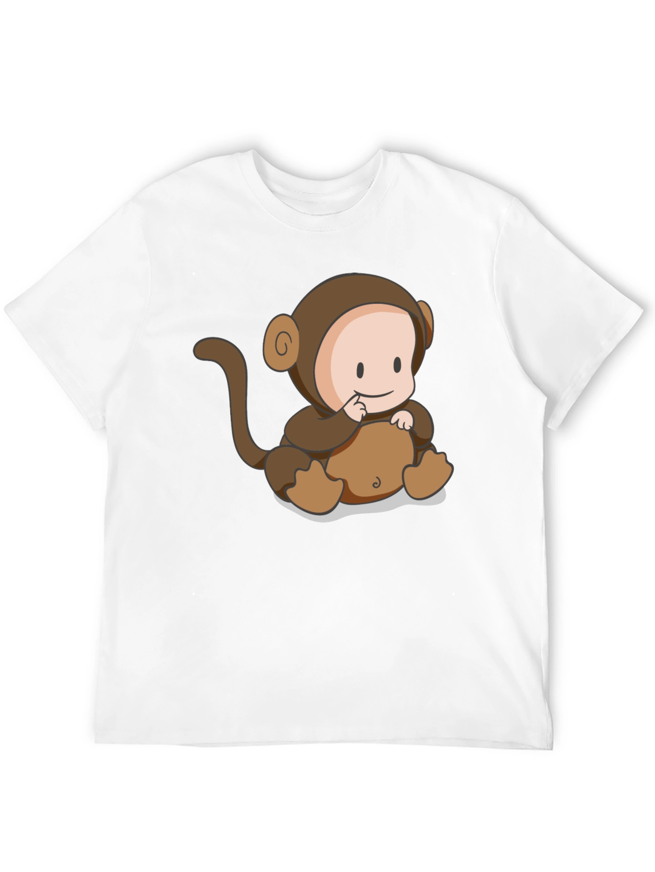 Black Cute Monkey Cartoon Black T-Shirt view 12