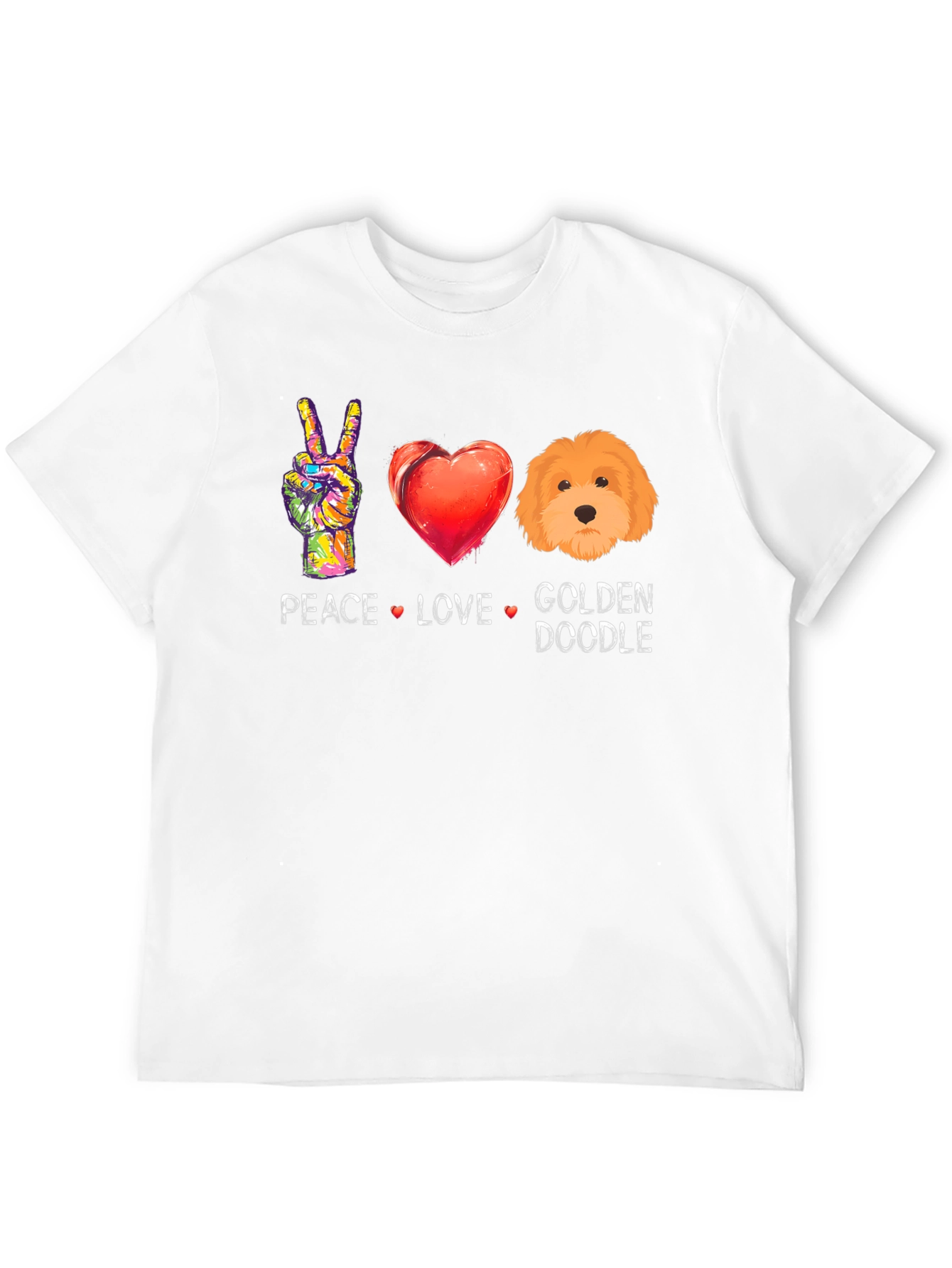 Black Peace Love Golden Doodle T-Shirt view 12
