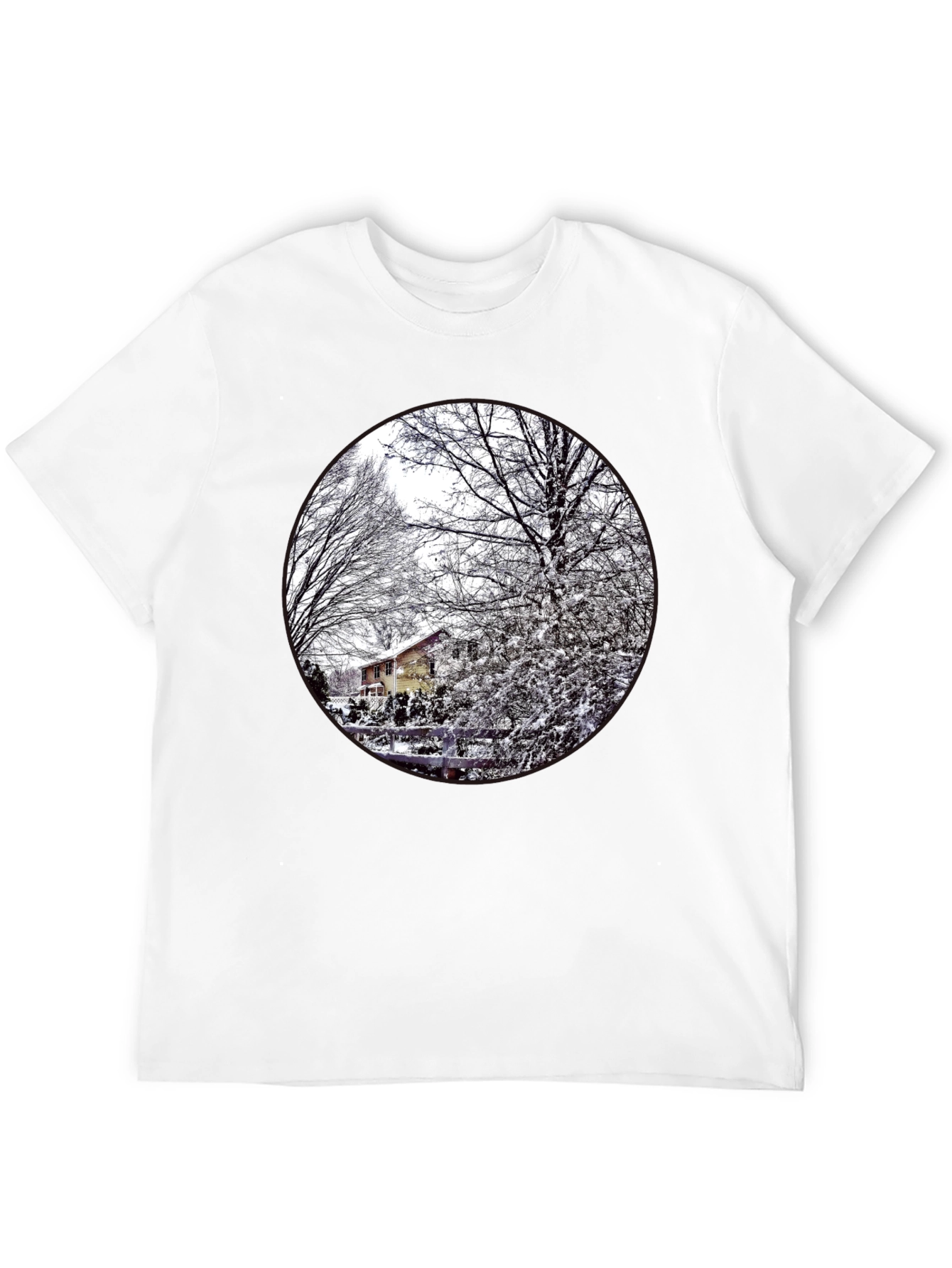 Black Winter Scene Graphic Tee - Black Cotton Blend view 12