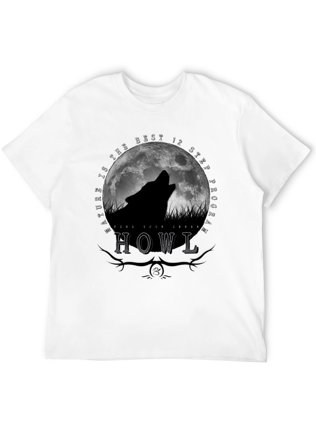 Black Nature Howl Wolf T-Shirt view 12