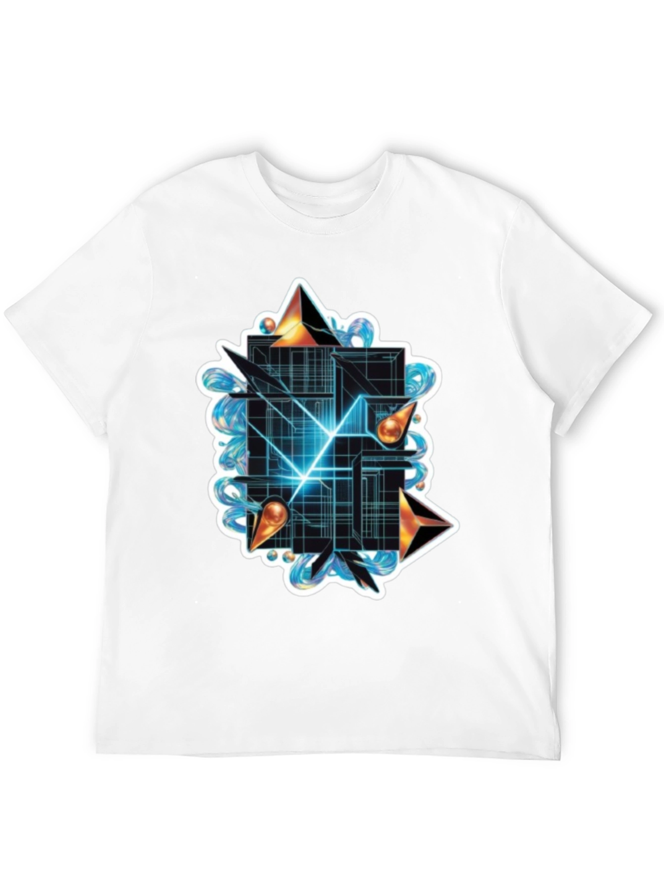 Black Abstract Geometric Graphic Tee - Stylish Black T-Shirt view 12