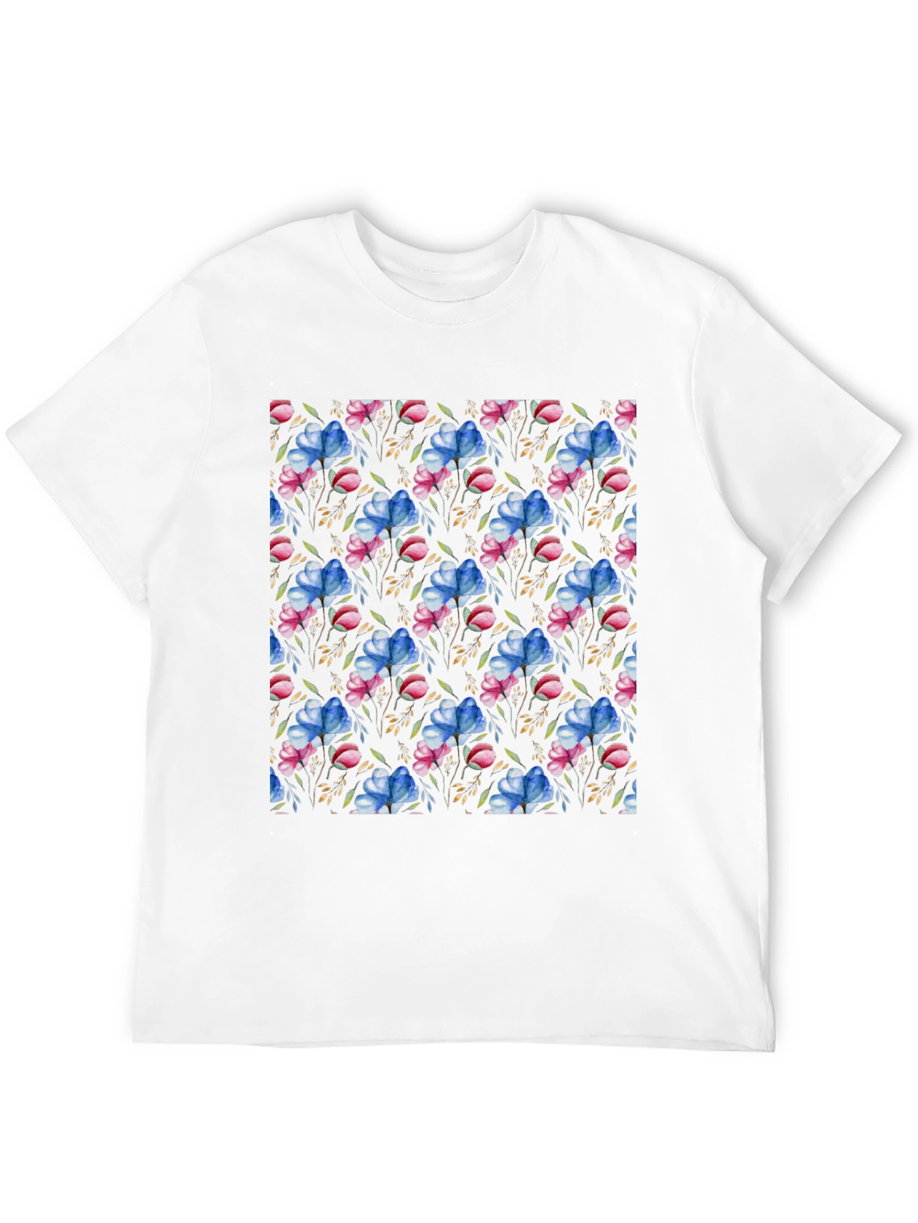 Black Floral Pattern T-Shirt: Black Botanical Design view 12