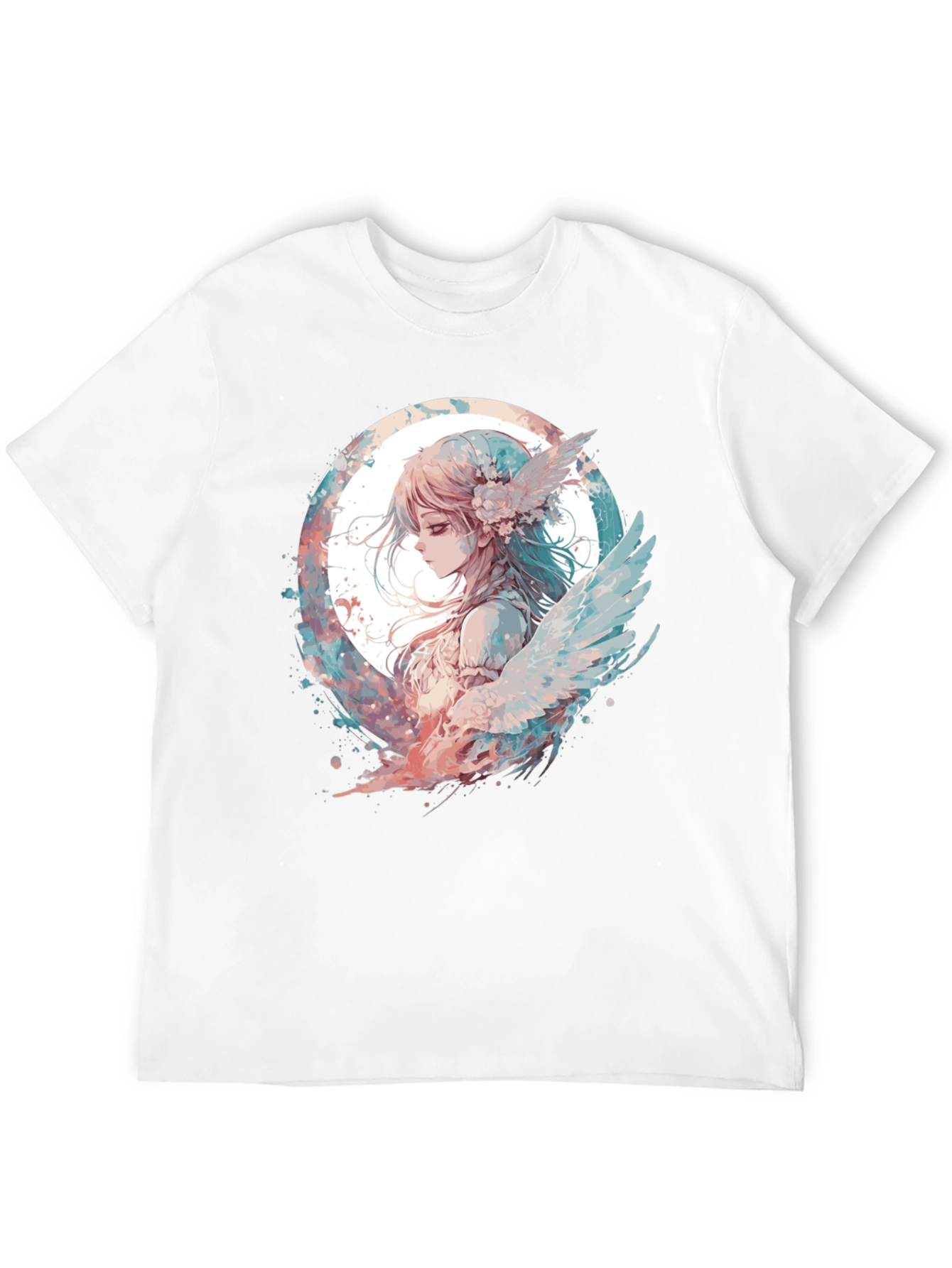 Anime Angel Graphic Black T-Shirt - 12