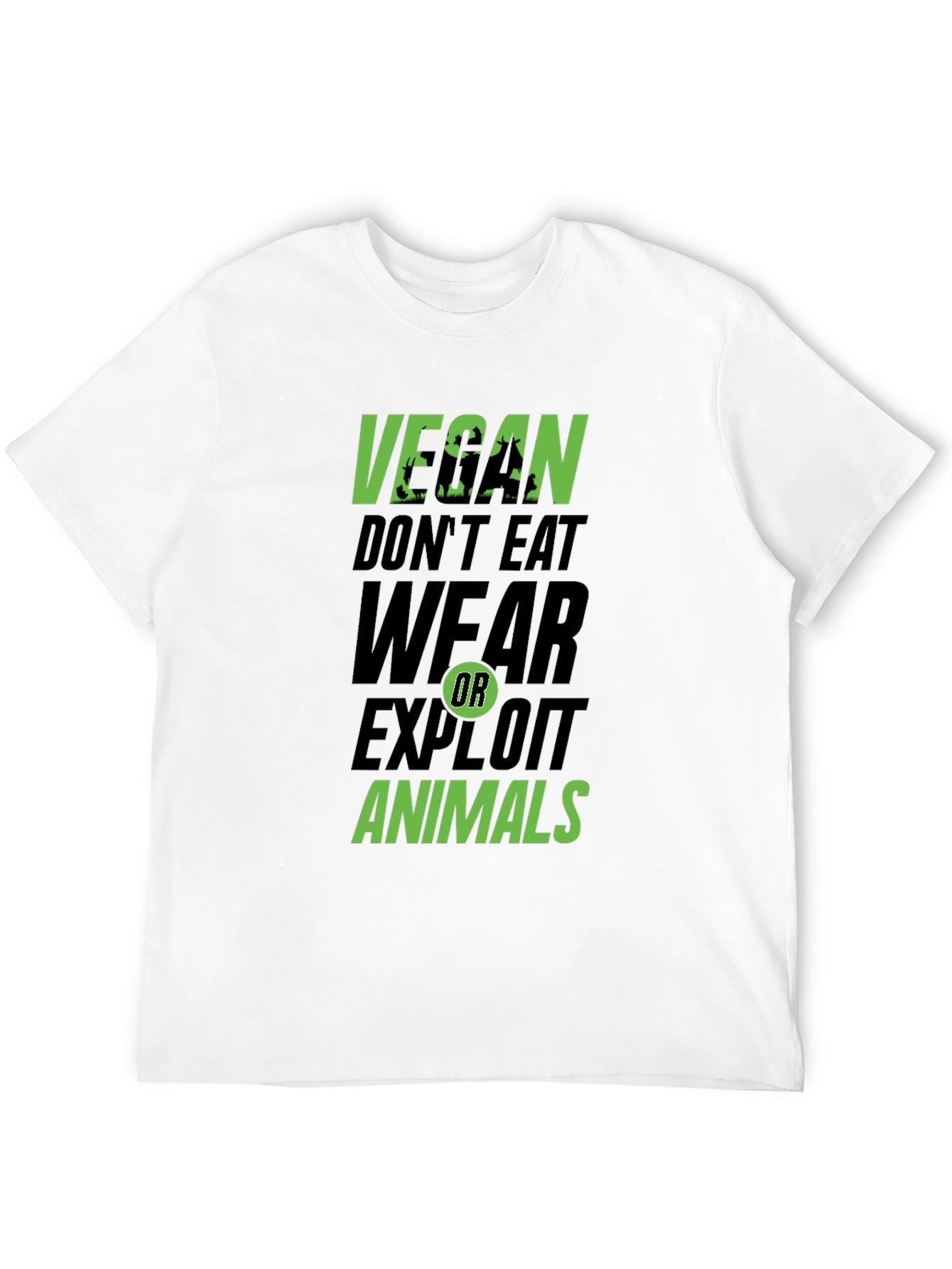 Black Vegan Don't Eat, Wear, Exploit Animals Graphic Tee view 12