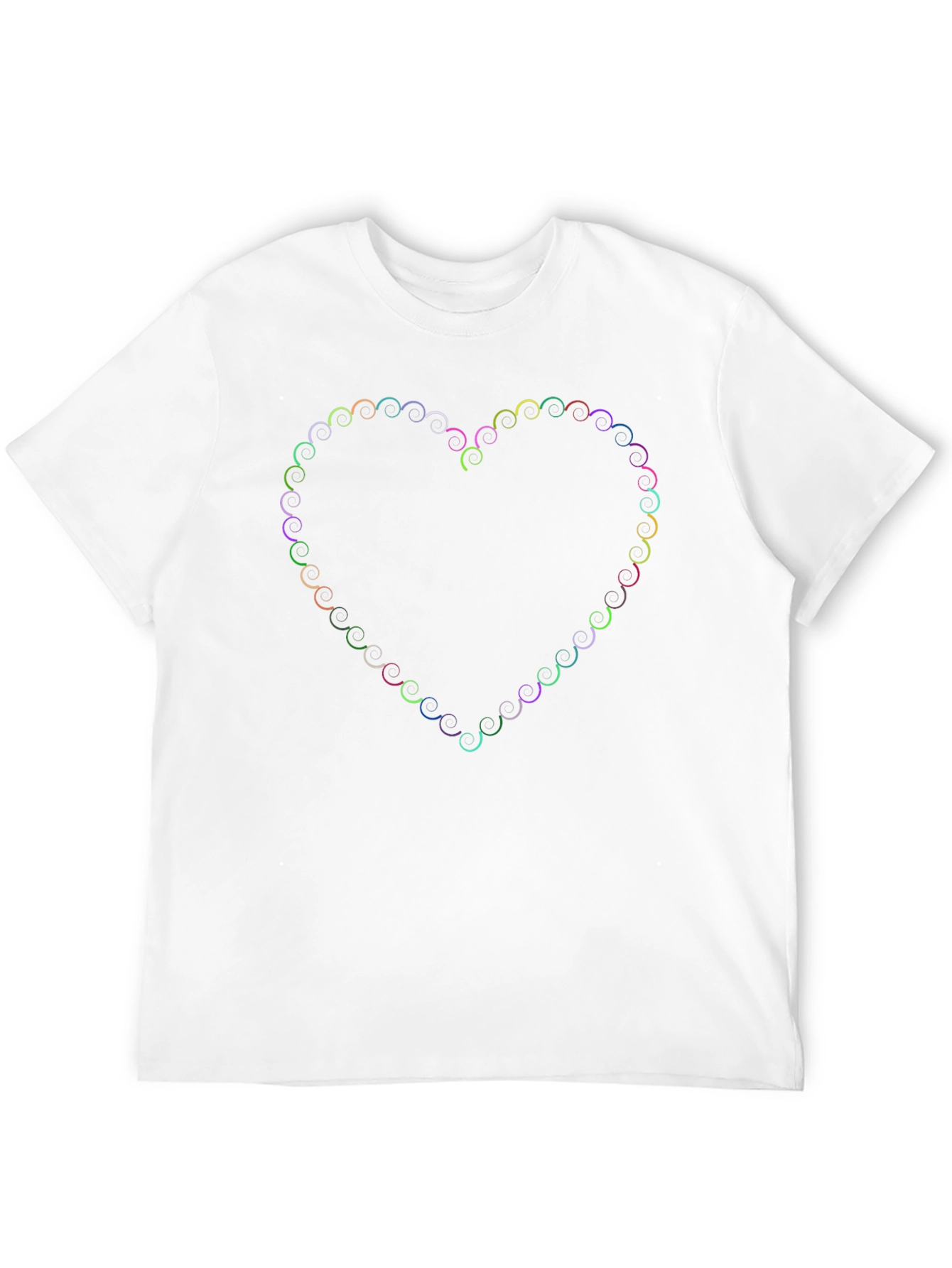 Black Colorful Swirl Heart Graphic Tee - Soft Black Cotton view 12