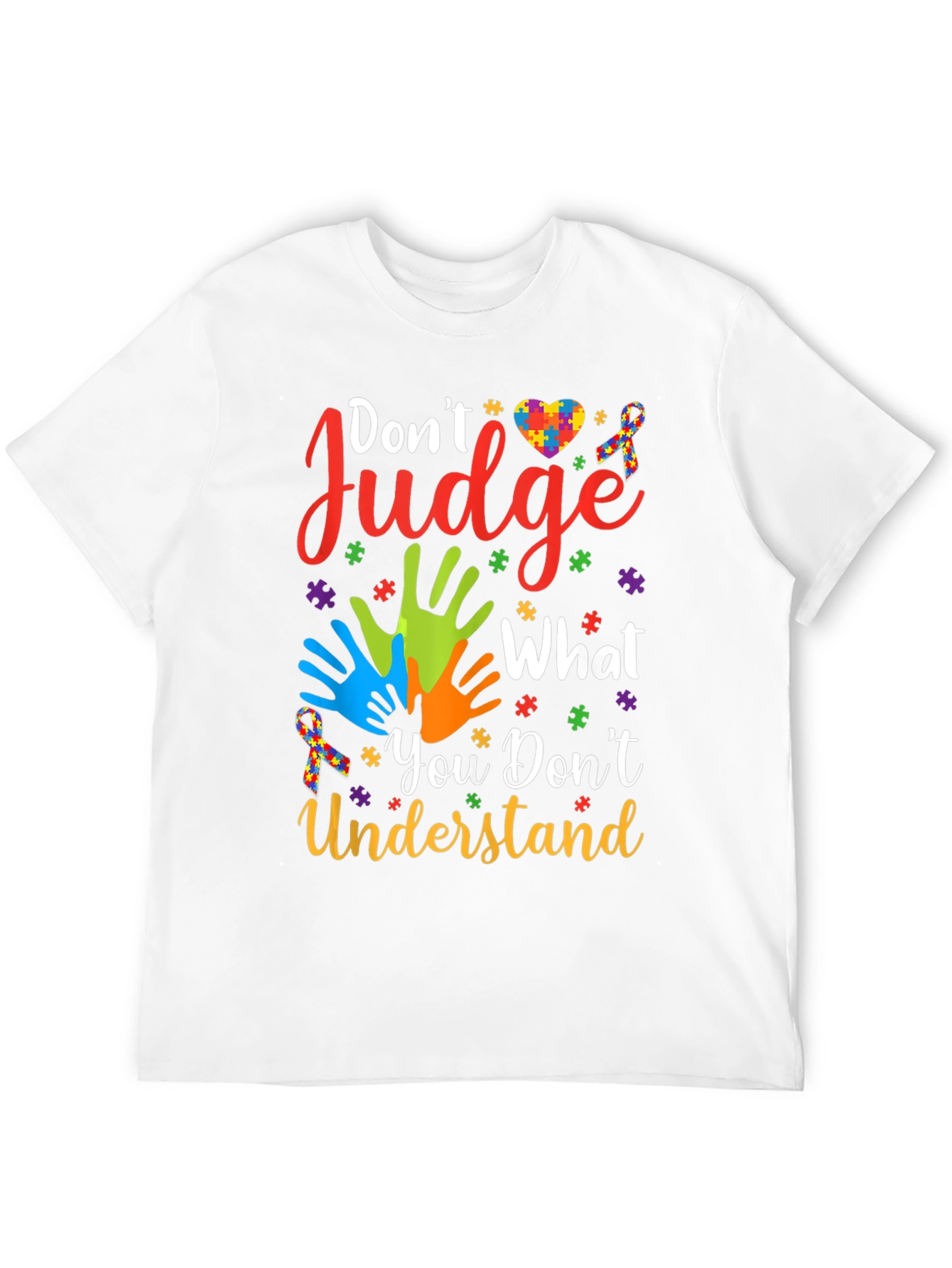 Black Autism Awareness Graphic Tee - Don't Judge view 12