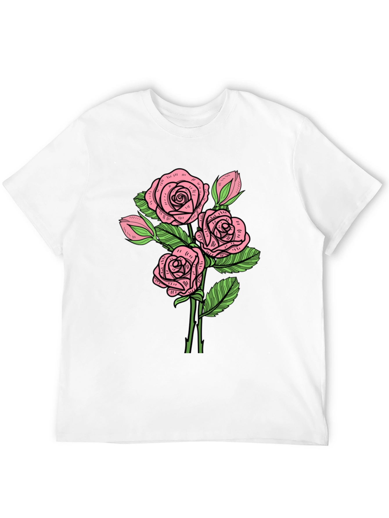 Black Floral Rose Print Crew Neck T-Shirt view 12