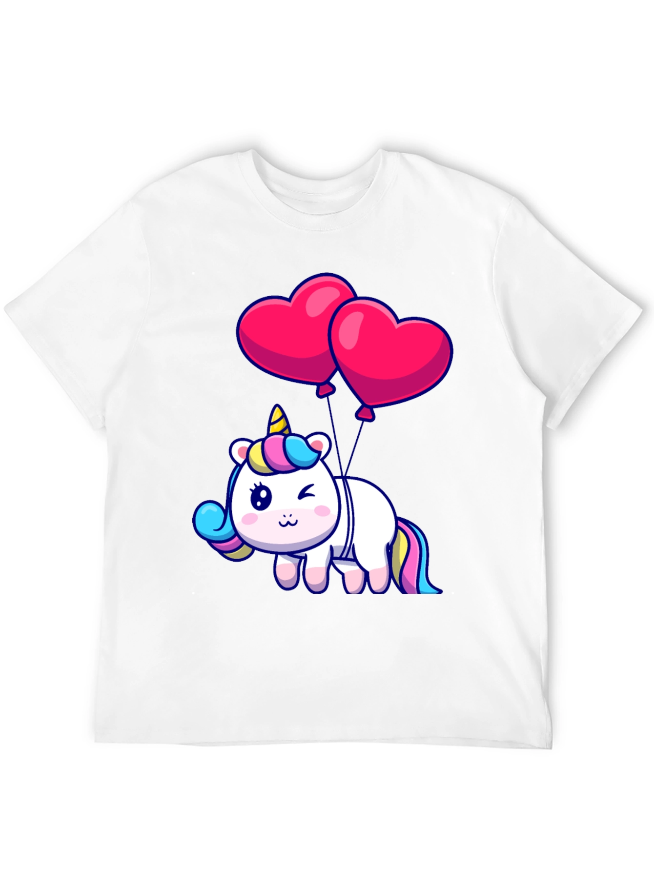 Black Unicorn with Heart Balloons Graphic Tee view 12