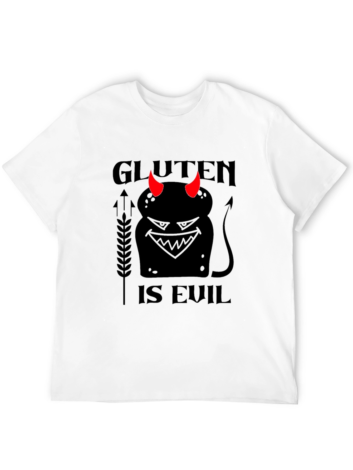 Black Gluten is Evil Black T-Shirt view 12