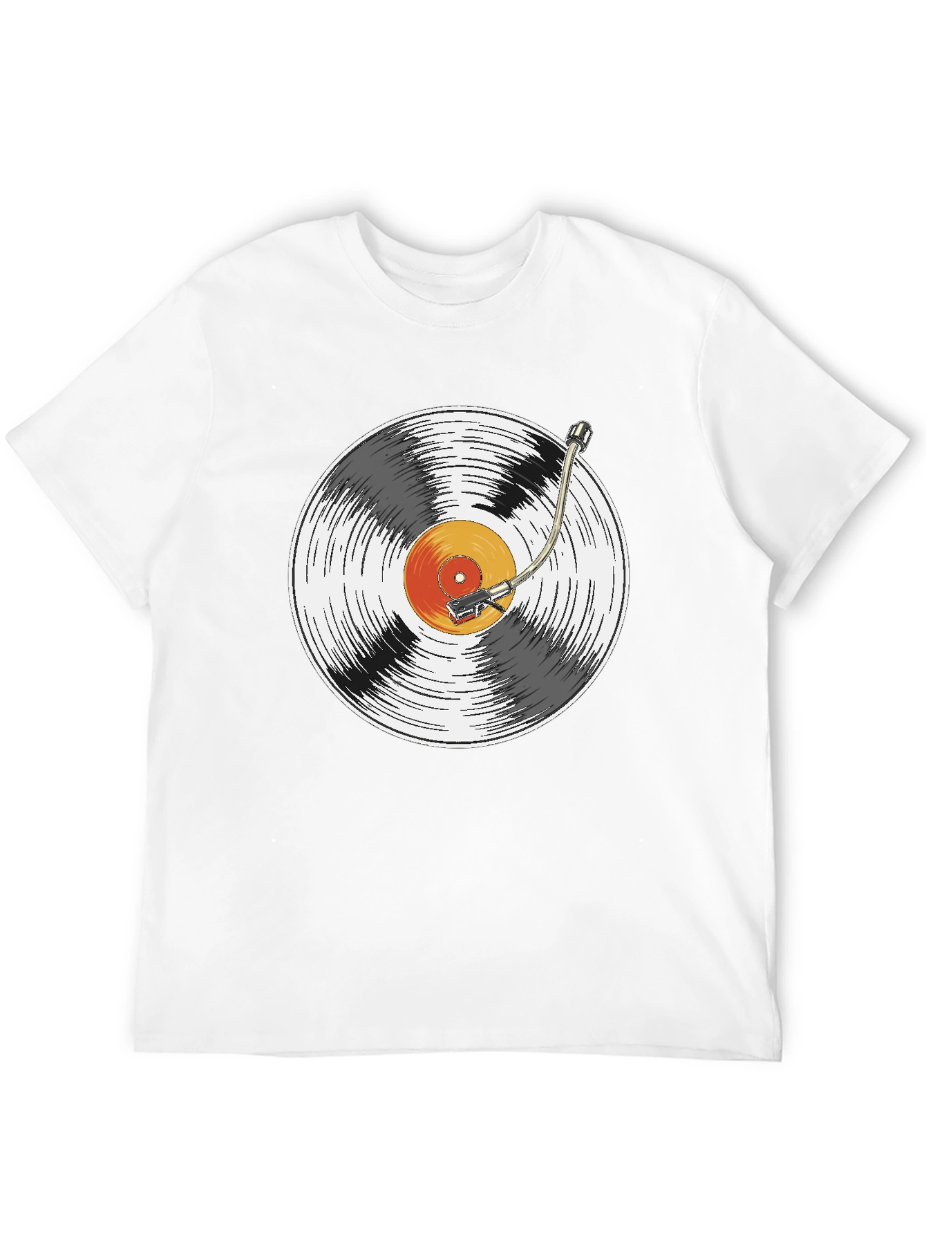 Black Retro Vinyl Record Player Graphic T-Shirt view 12