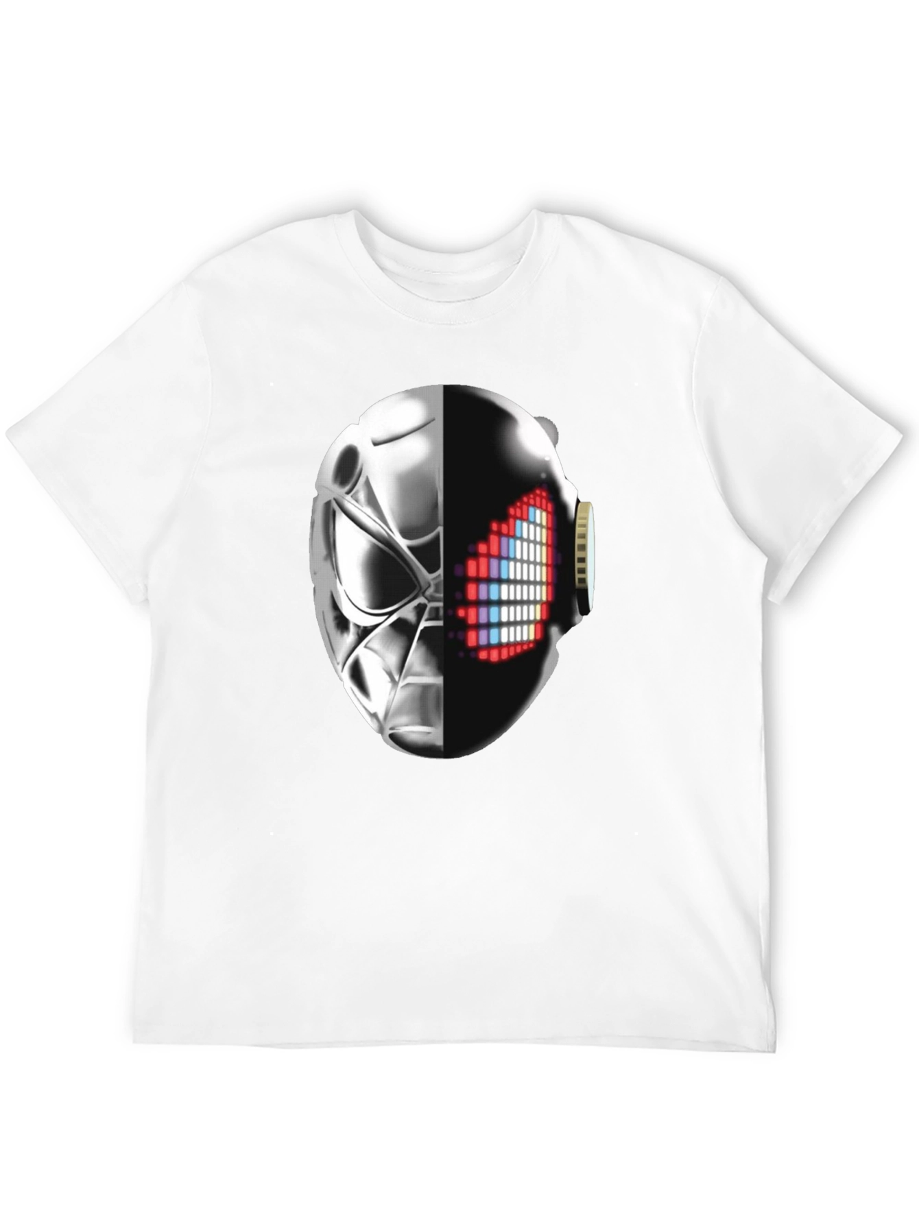 Black Cyberpunk Half-Mask Graphic T-Shirt - Black view 12