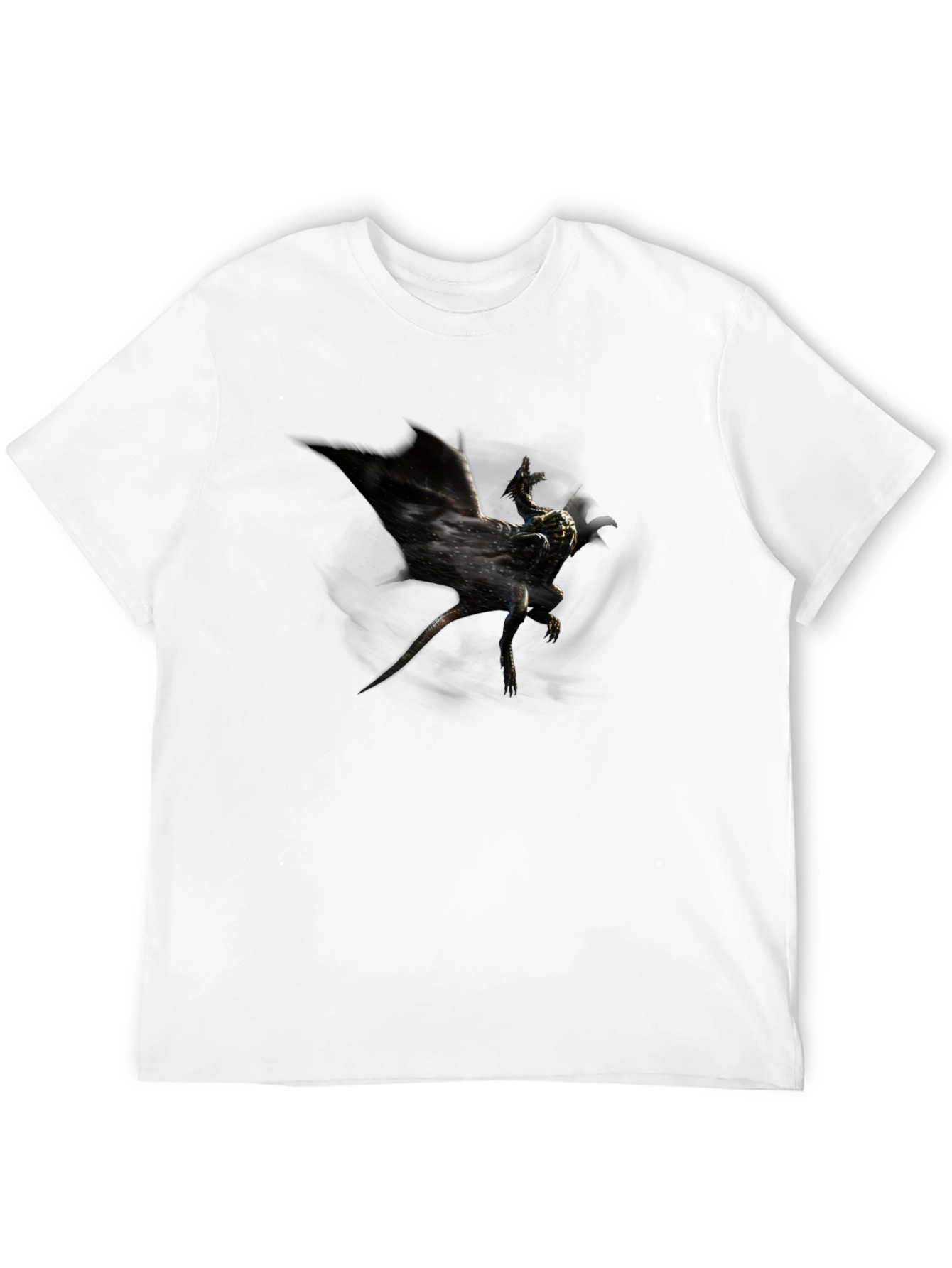 Black Men's Black Graphic Tee - Dragon Design view 12