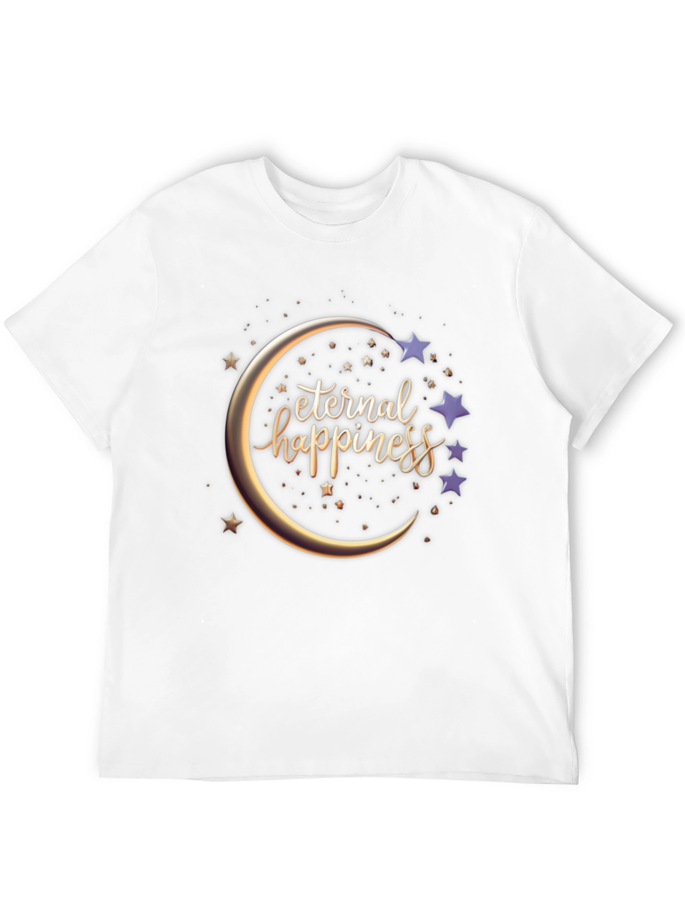 Black Eternal Happiness Moon Star Graphic T-Shirt view 12