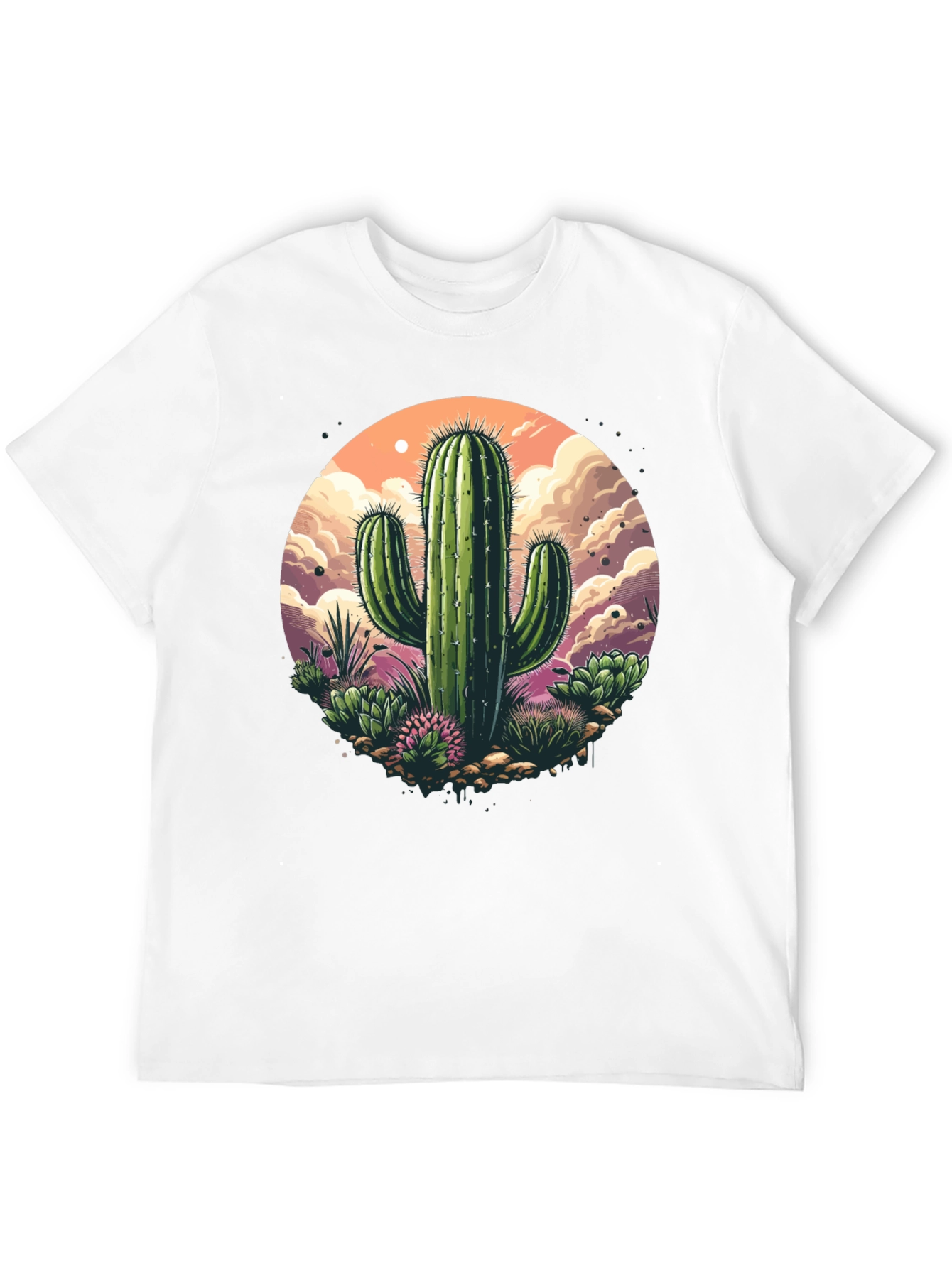 Black Cactus Graphic T-Shirt - Desert Scene view 12