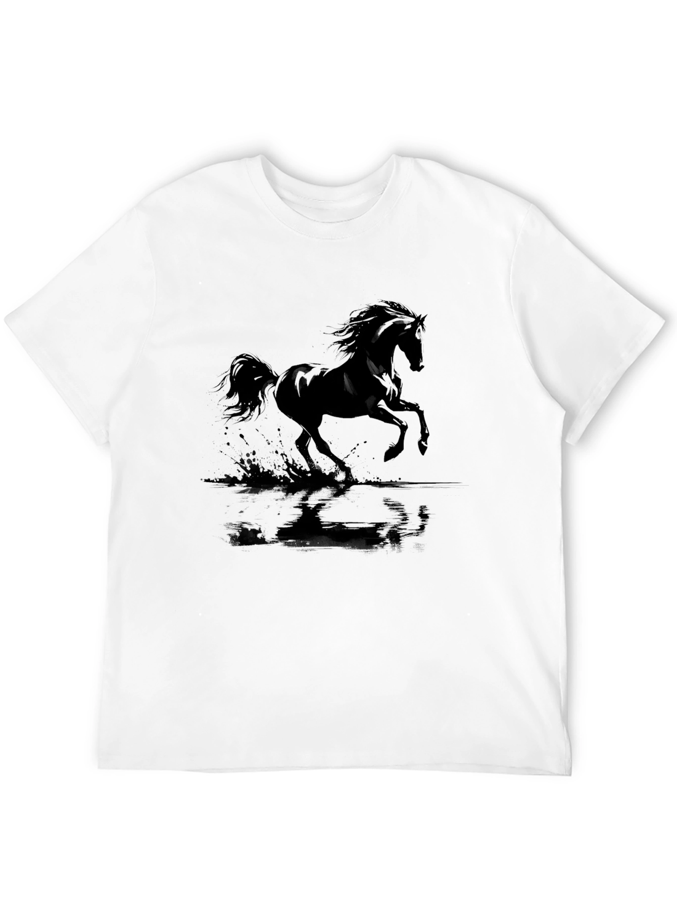 Black Black Horse Graphic Tee - Men's Casual Crew Neck T-Shirt view 12