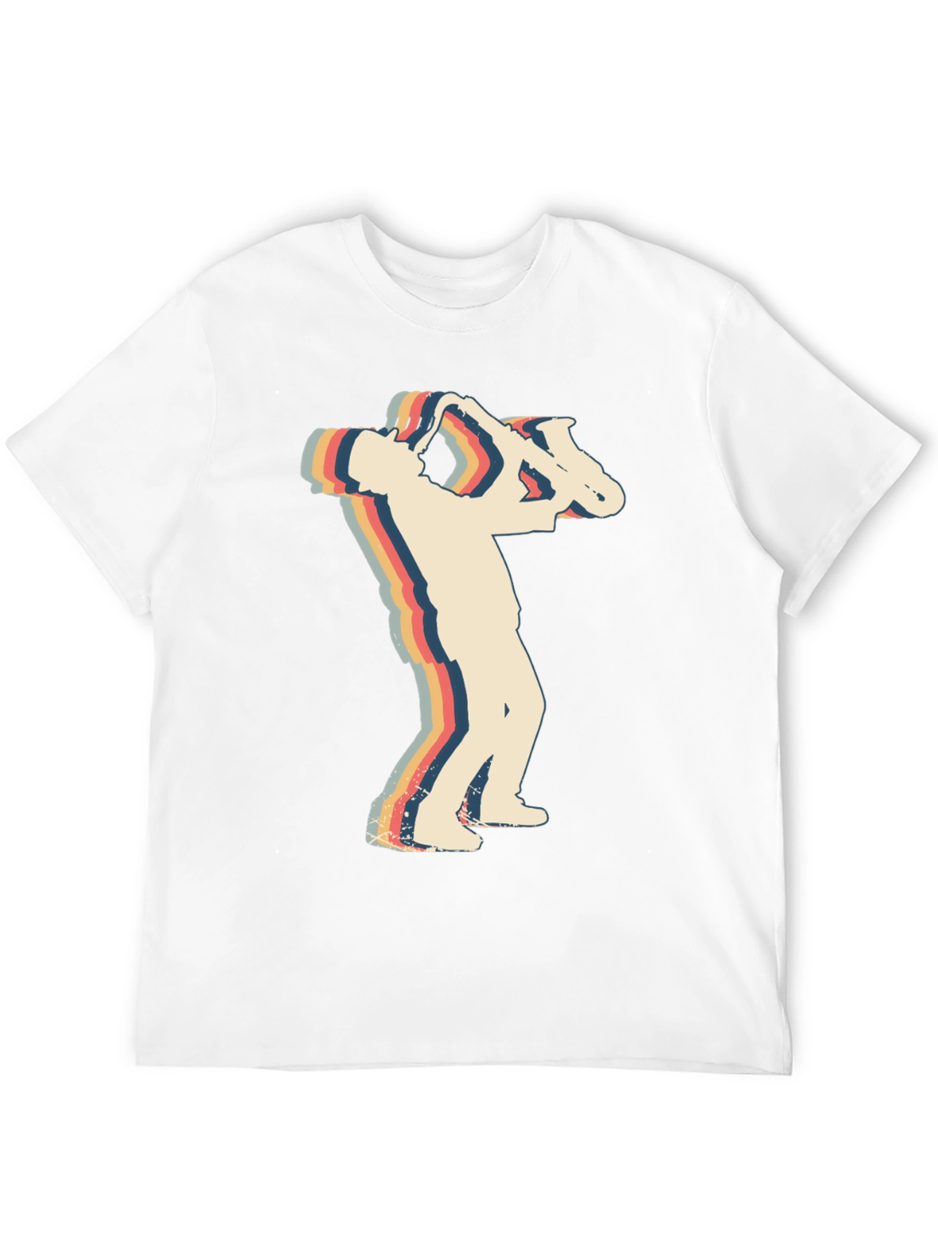 Black Retro Saxophone Player Black T-Shirt view 12