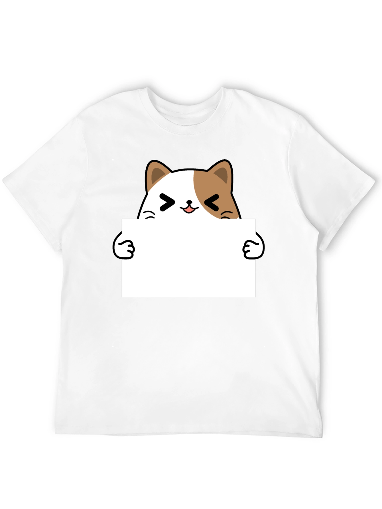 Black Cute Cat Holding Sign Graphic T-Shirt view 12