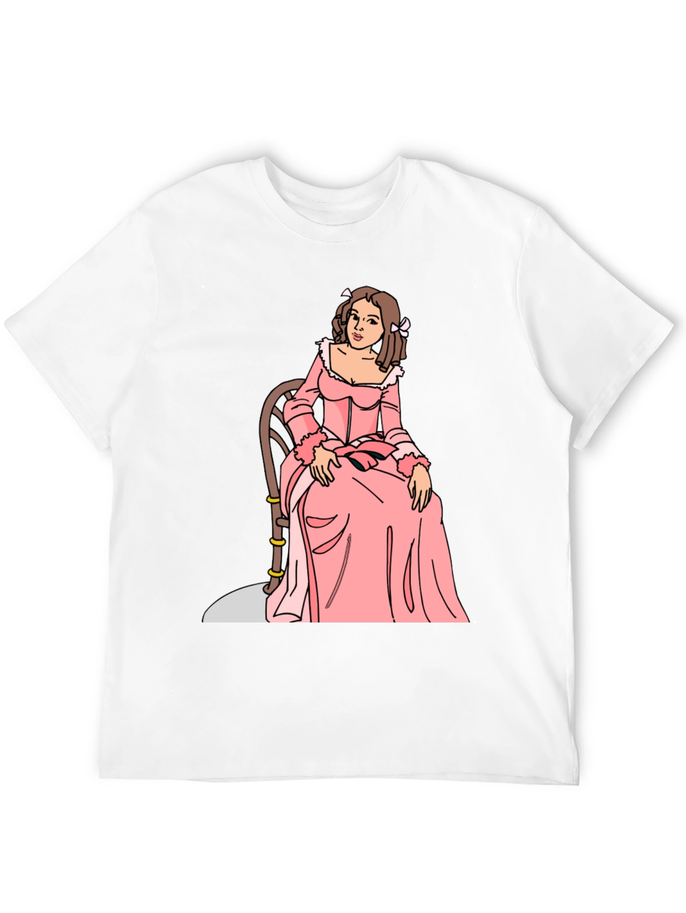 Black Cartoon Woman Pink Dress Black T-Shirt view 12