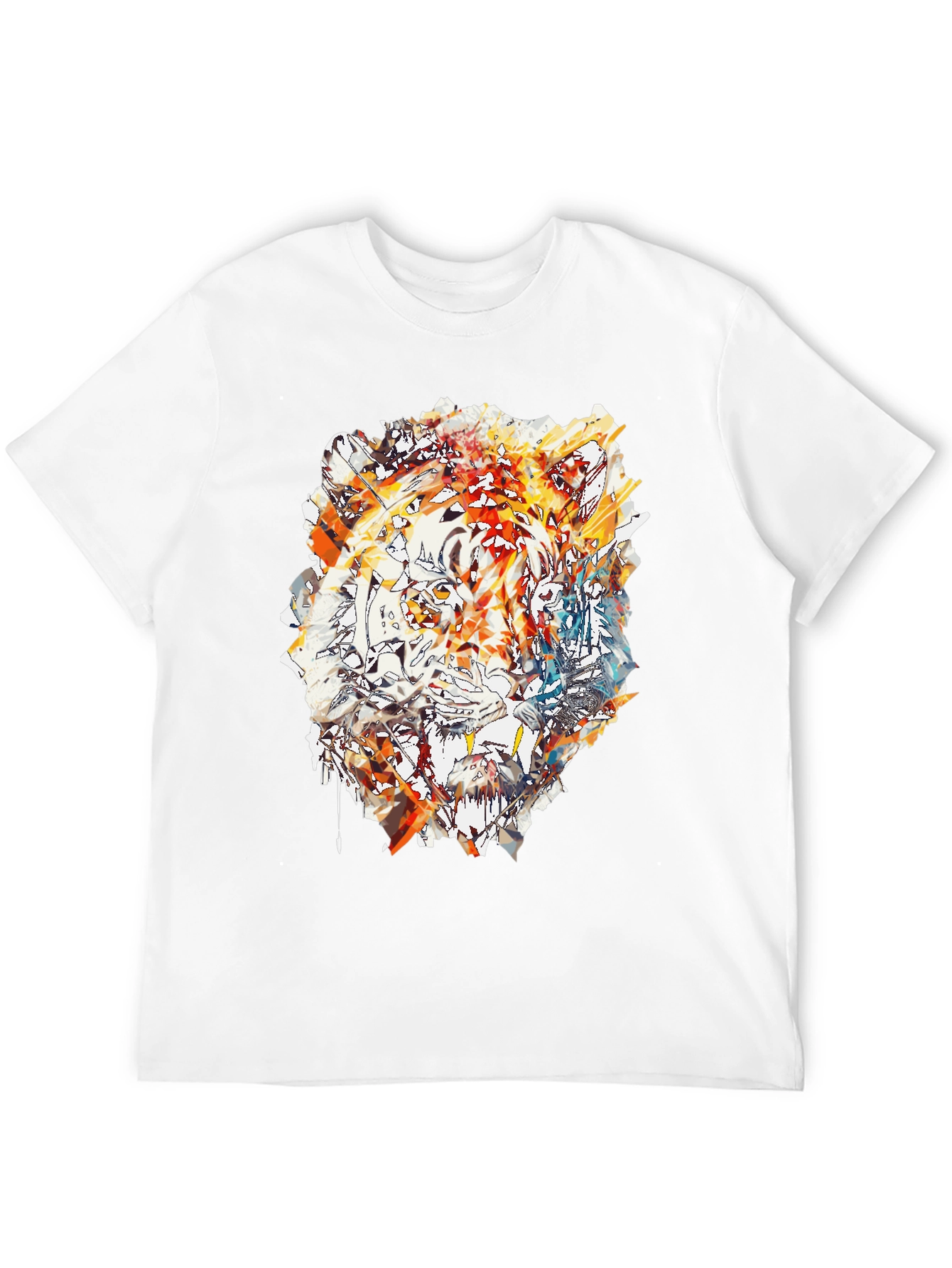 Black Abstract Tiger Print Men's Black T-Shirt view 12