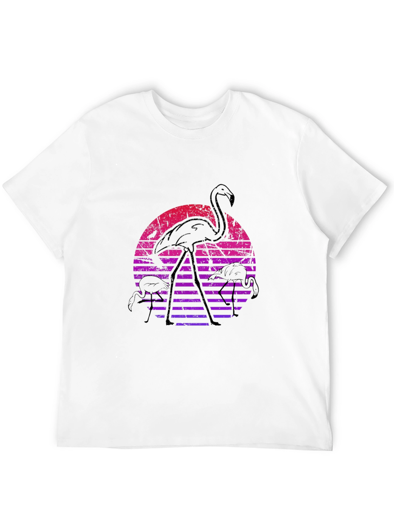 Black Retro Flamingo Sunset Graphic Tee view 12
