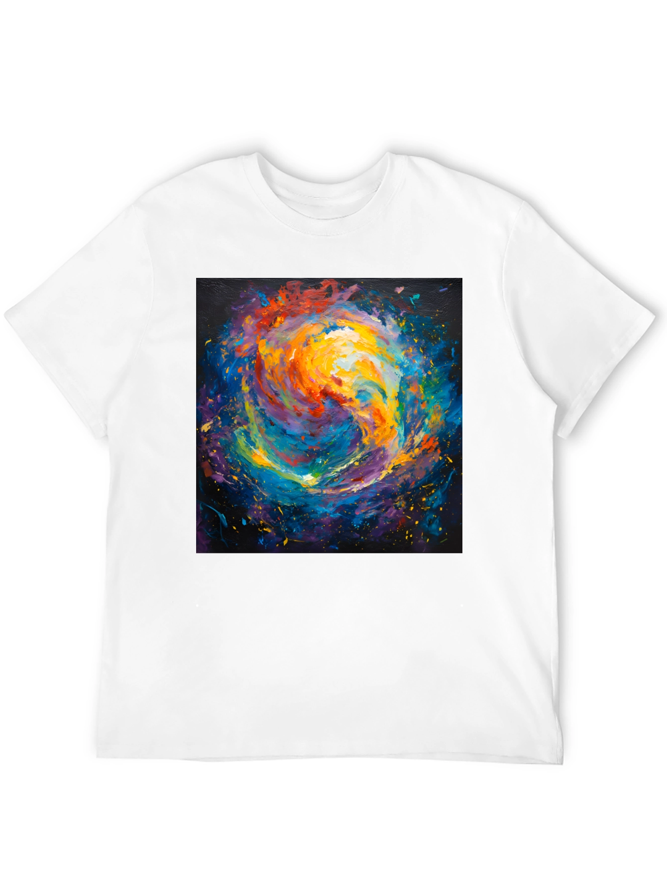 Black Abstract Galaxy Print Crew Neck T-Shirt view 12