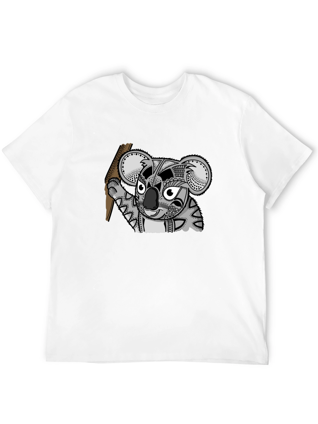 Black Koala Tribal Art Men's Black T-Shirt view 12