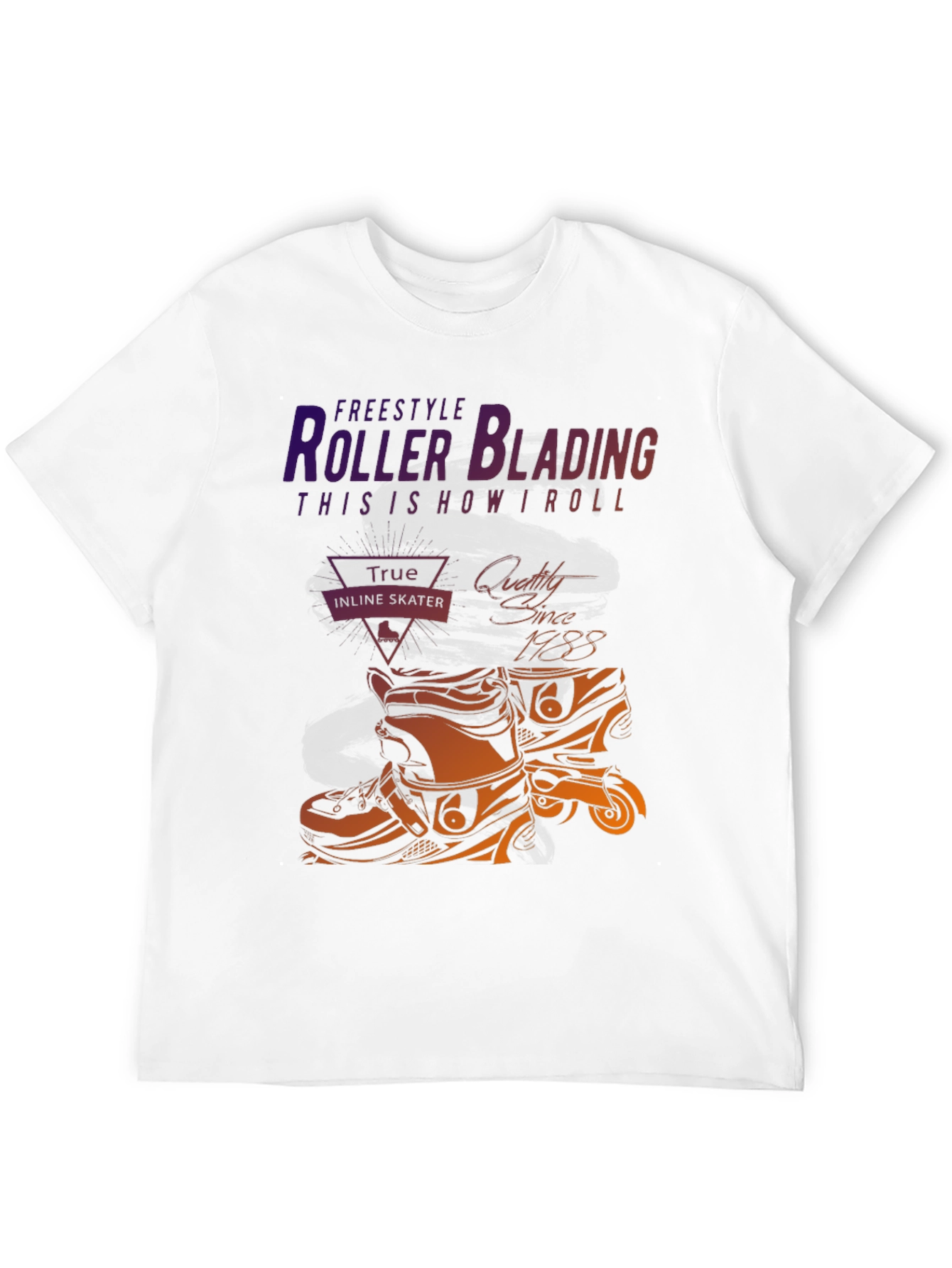 Black Roller Blading T-Shirt - Freestyle Inline Skate Design view 12