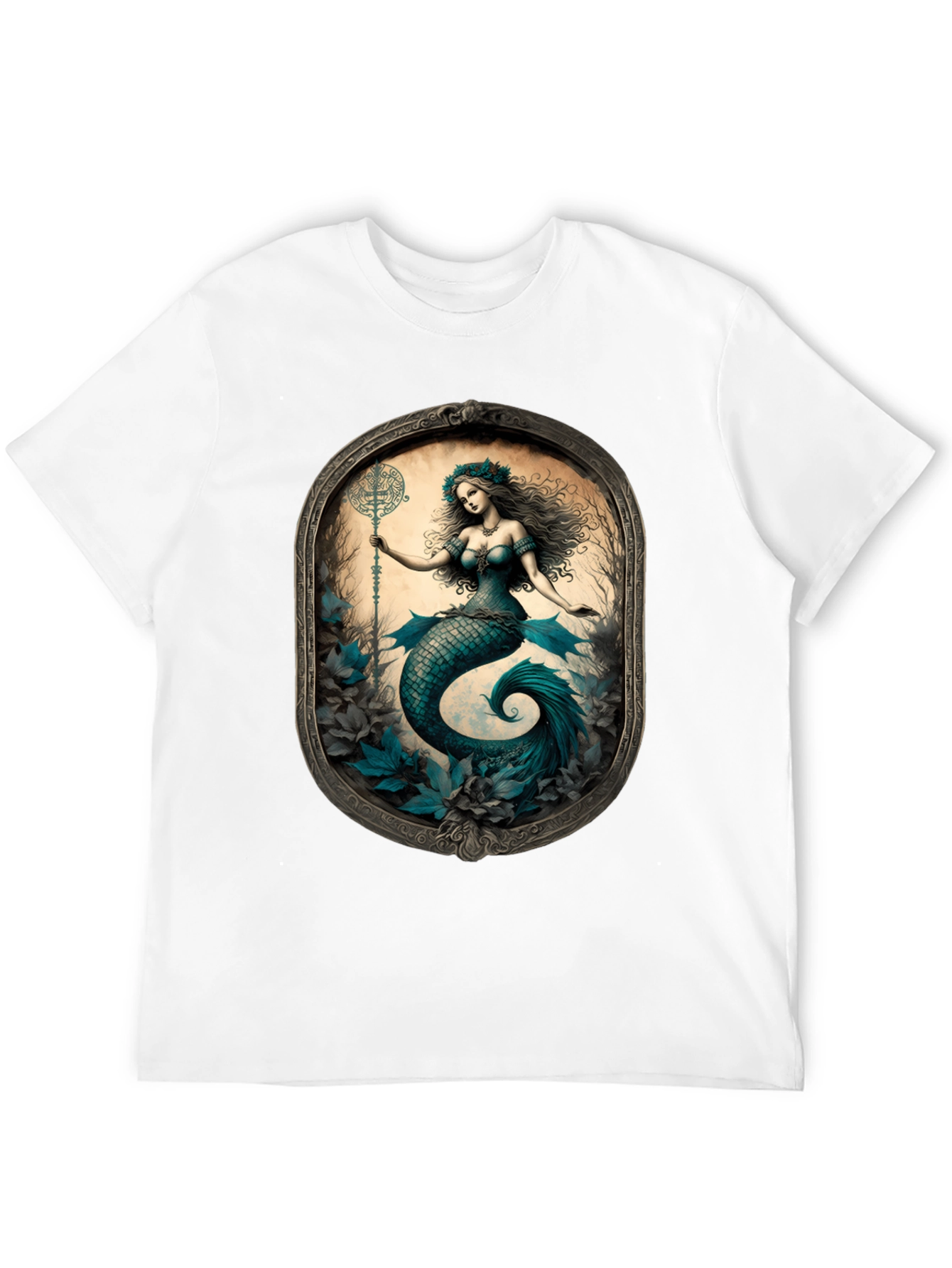 Black Mermaid Graphic Tee - Fantasy Art T-Shirt view 12