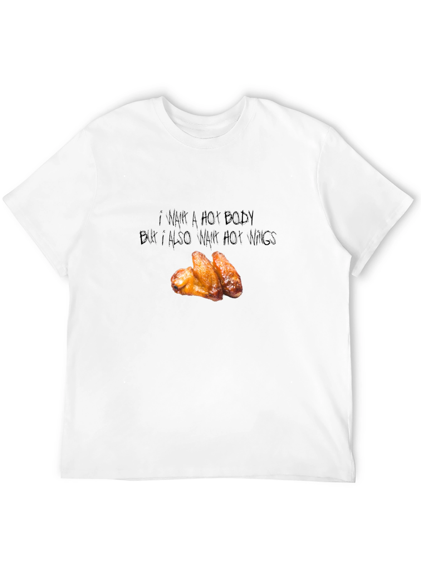 Black Funny Hot Wings Graphic T-Shirt view 12