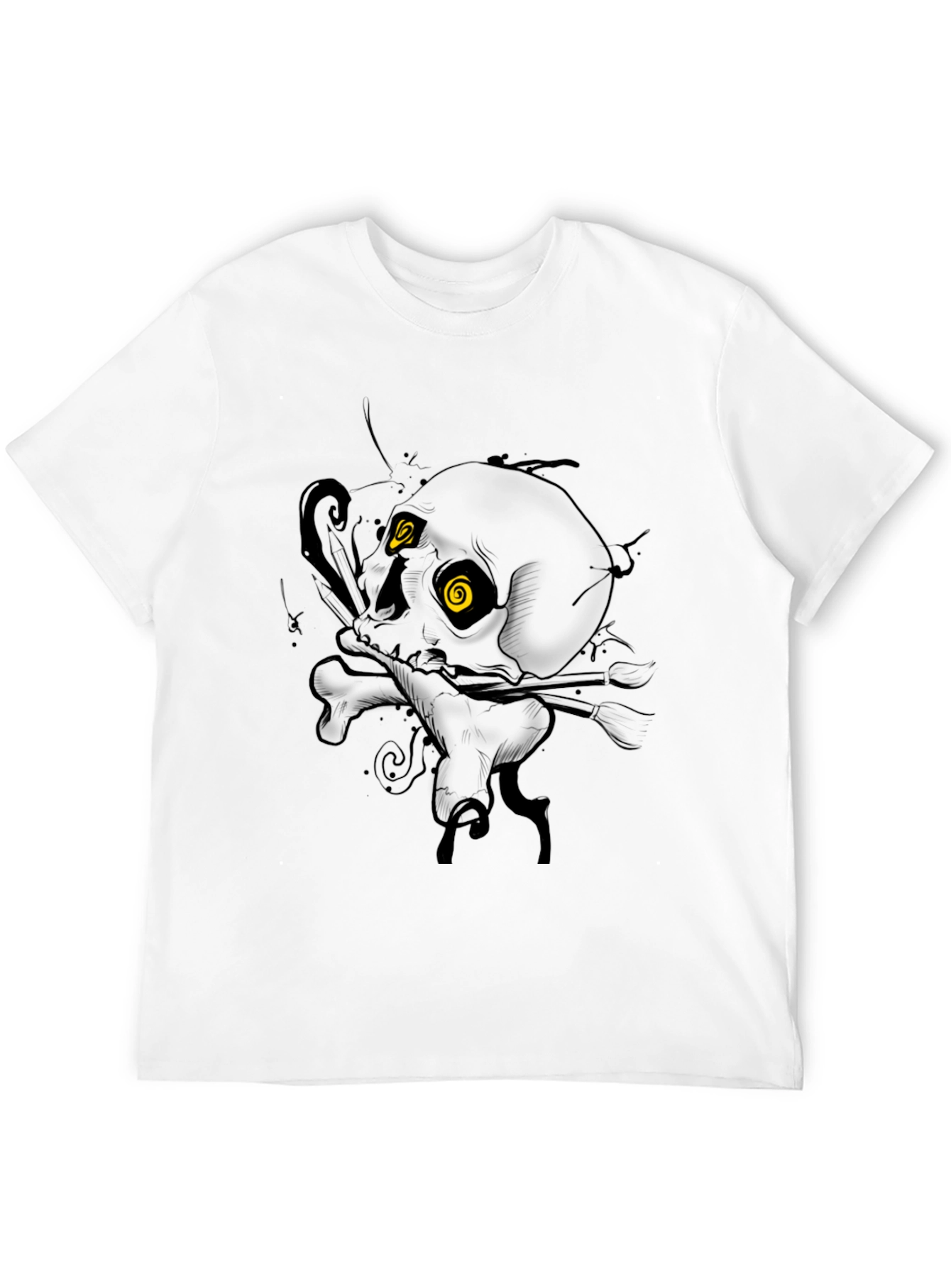 Black Skull & Bones Graphic Tee - Dark Humor Style view 12