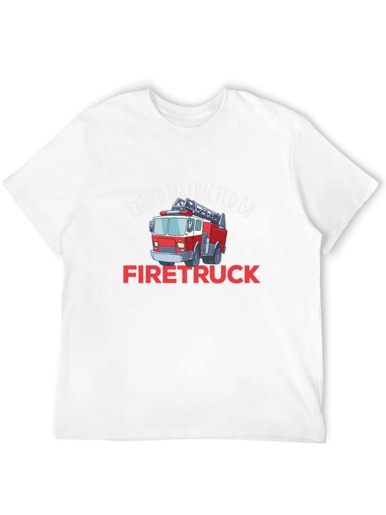 Black Easily Distracted By Firetruck T-Shirt view 12