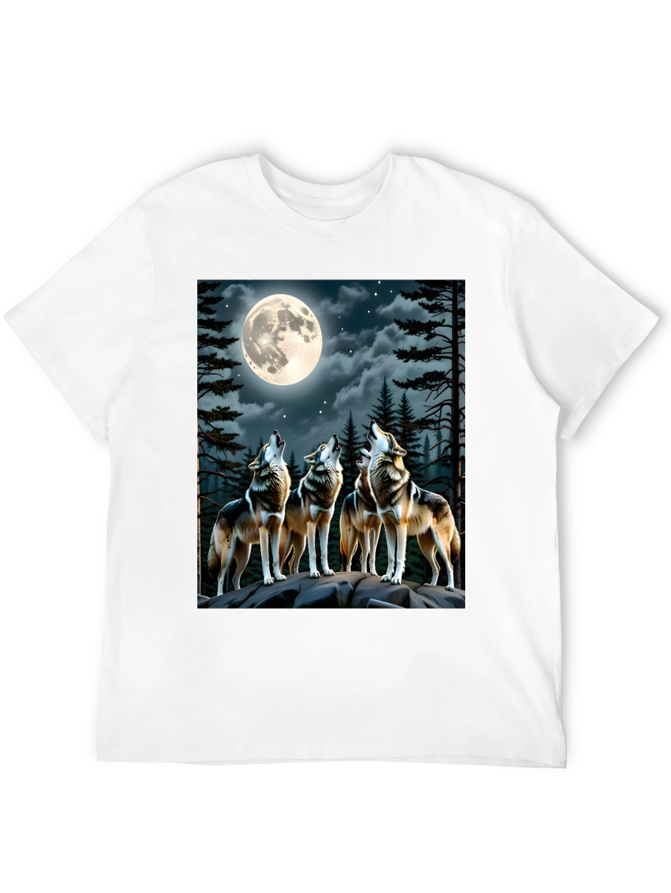 Black Wolf Pack Moon Graphic T-Shirt view 12