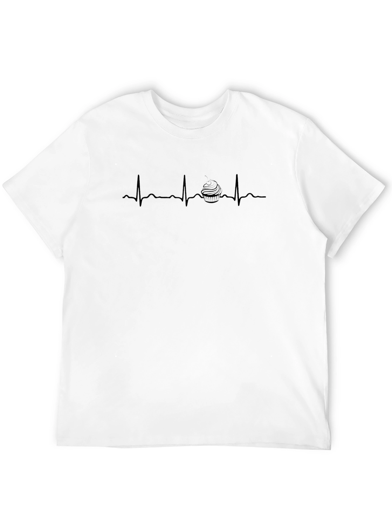Black Cupcake Heartbeat T-Shirt - Black Cotton Graphic Tee view 12