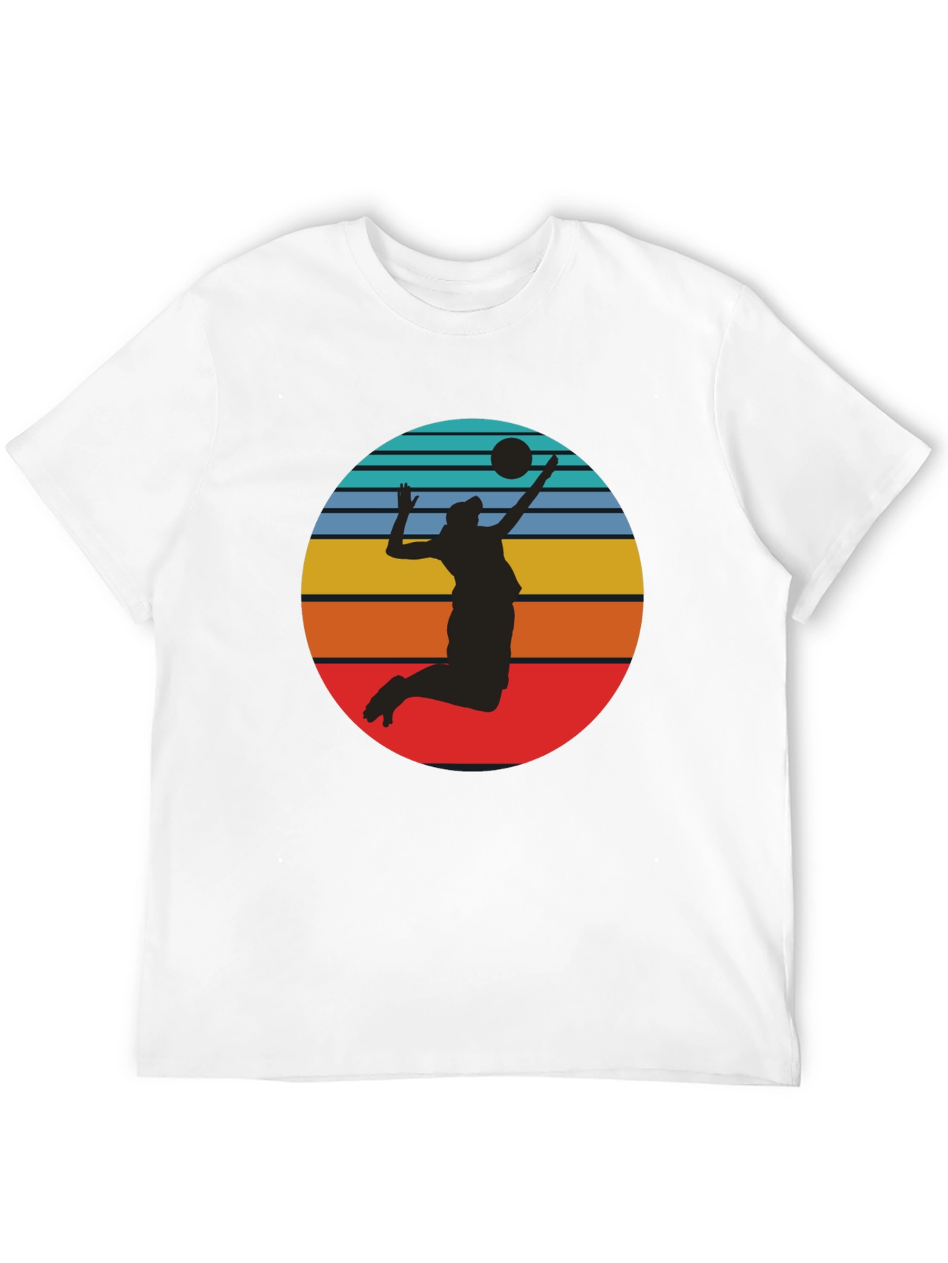 Black Volleyball Sunset Silhouette Graphic Tee - Black view 12
