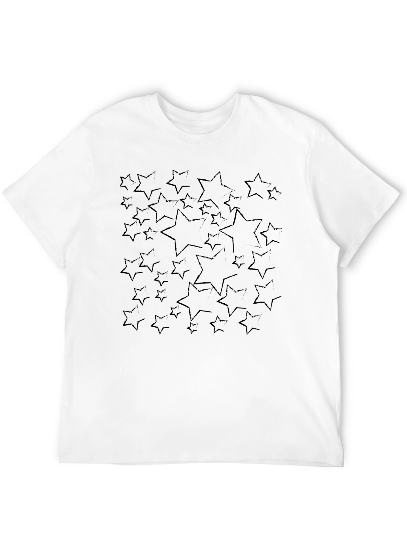 Black Star Pattern Black Casual T-Shirt view 12