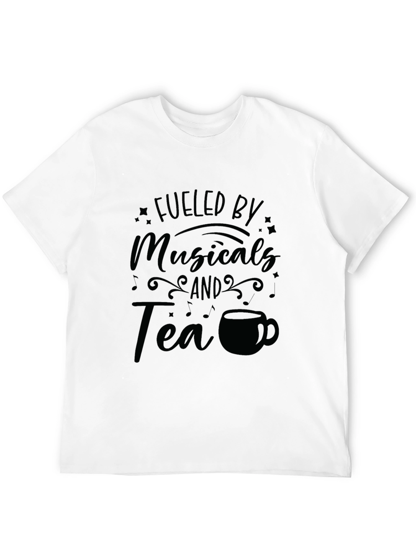 Black Fueled by Musicals and Tea Graphic T-Shirt view 12