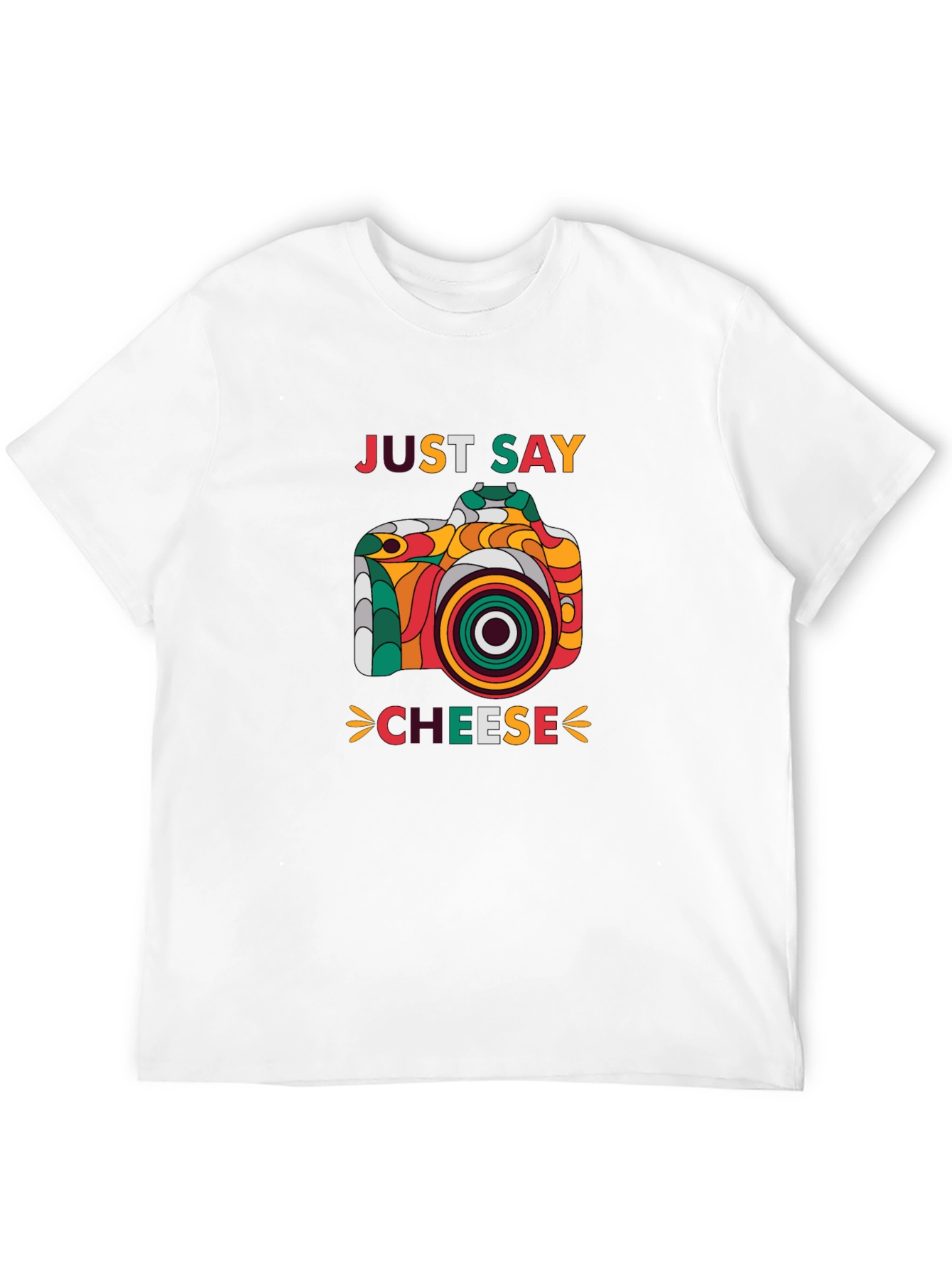 Black Just Say Cheese Camera Graphic T-Shirt view 12
