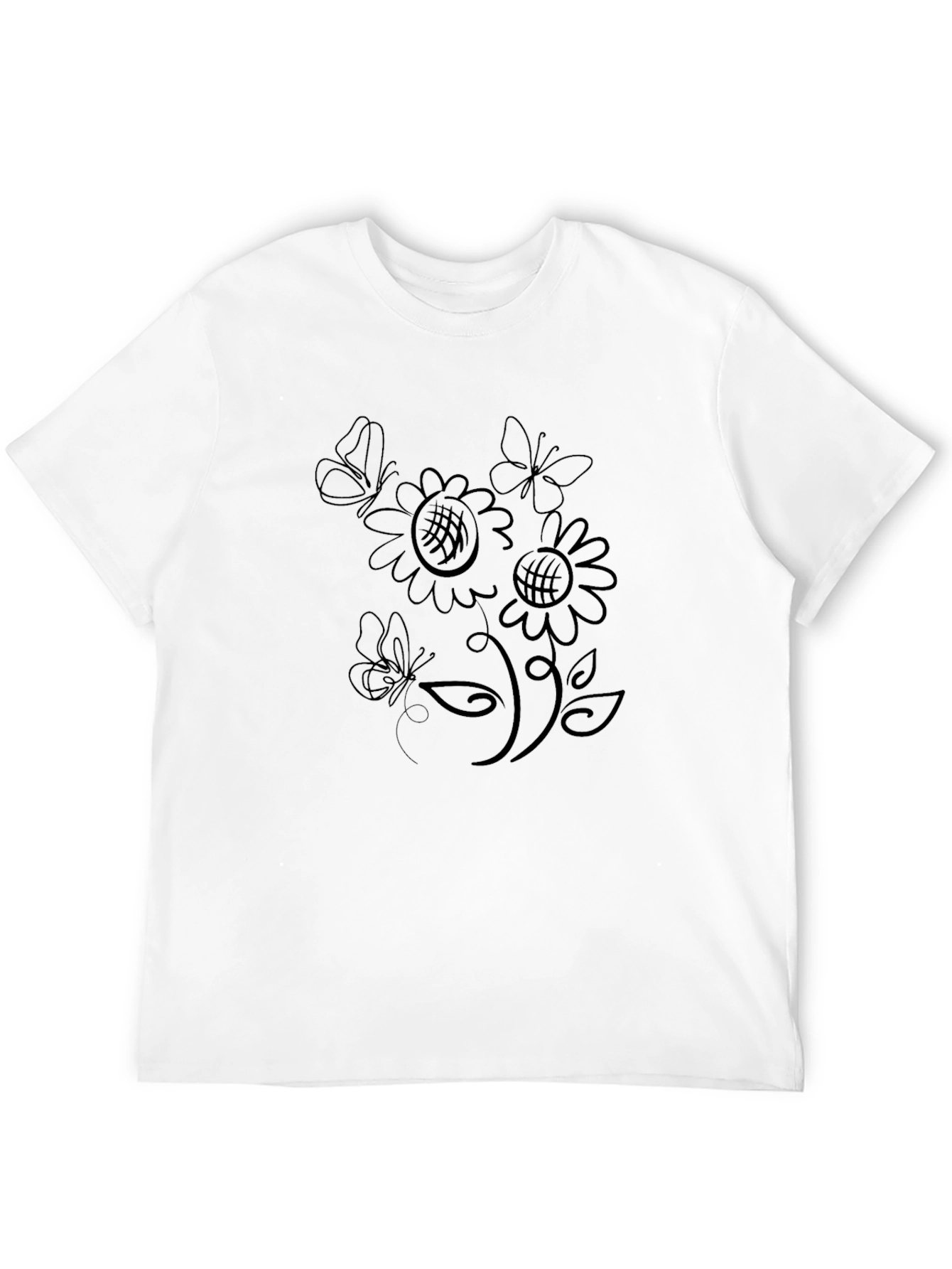 Black Black T-Shirt with Floral Butterfly Design view 12