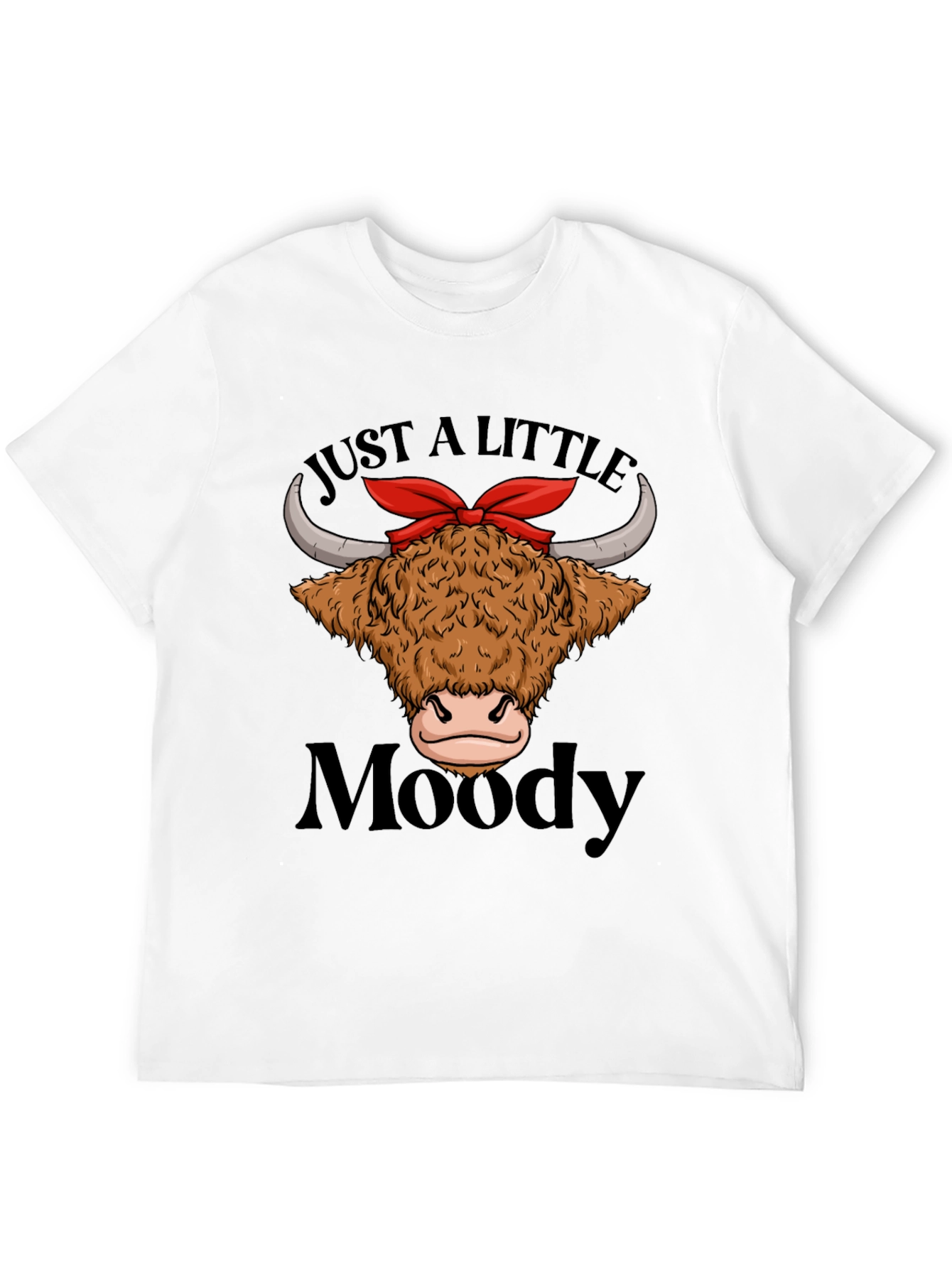 Black Moody Highland Cow T-Shirt Funny Graphic Tee view 12