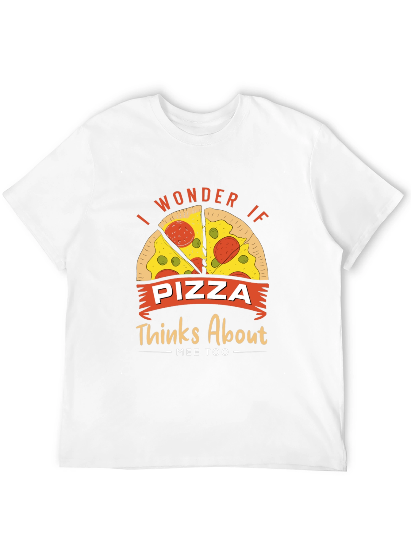 Black Pizza Lover Graphic Tee - I Wonder If Pizza Thinks About Mee Too view 12