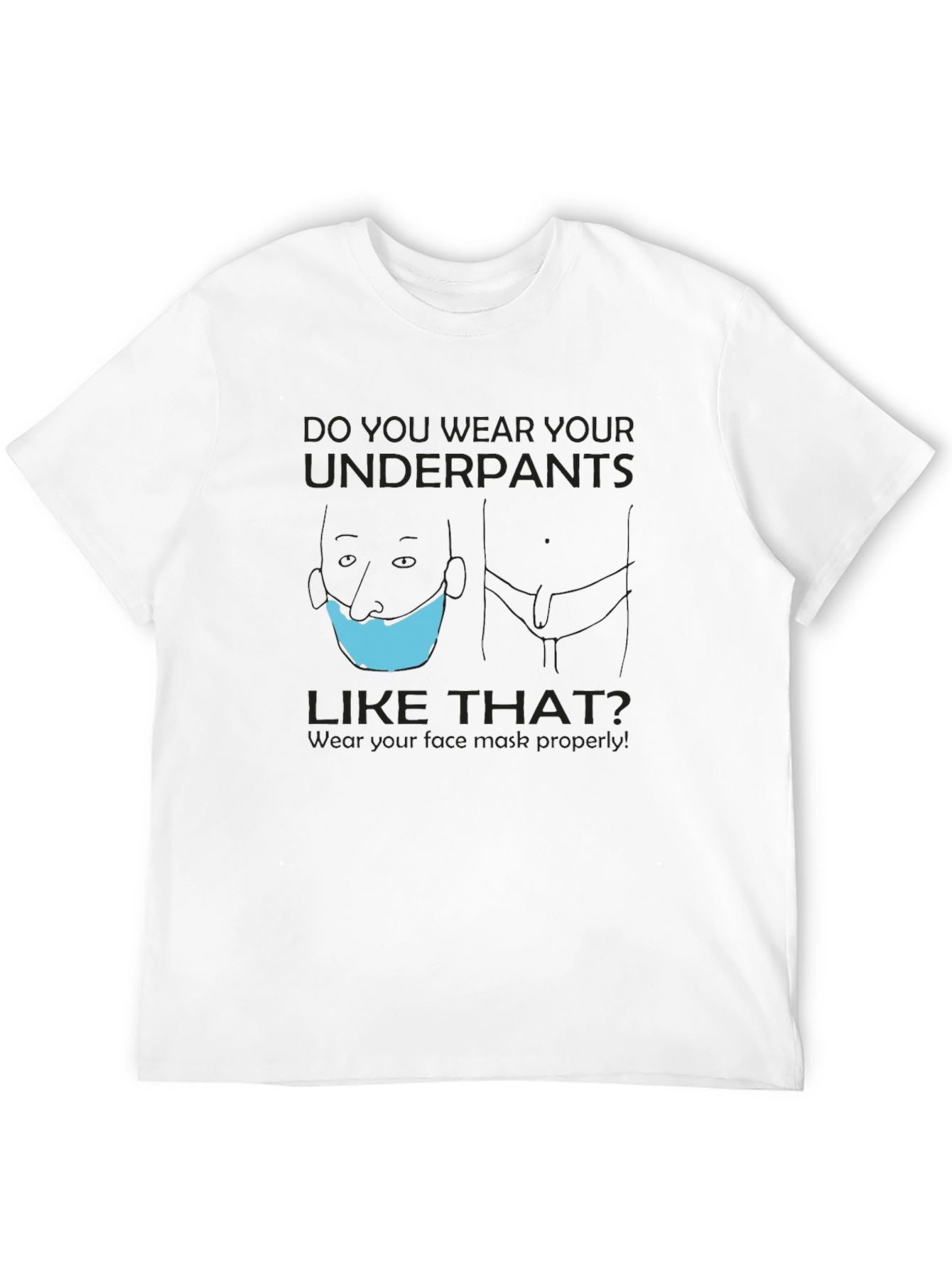 Black Funny Wear Mask Properly Graphic T-Shirt view 12