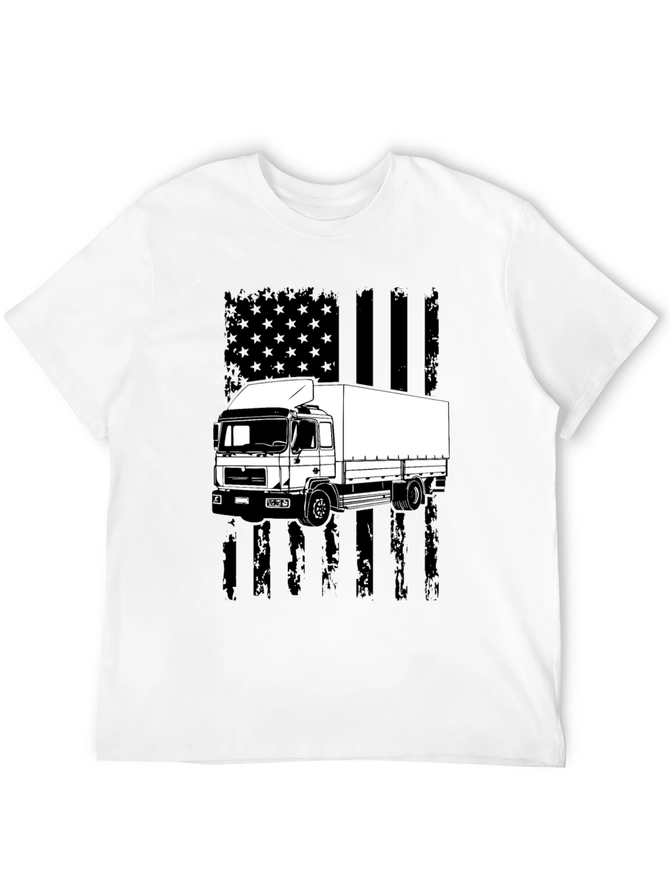 Black Trucker T-Shirt - American Flag Style view 12