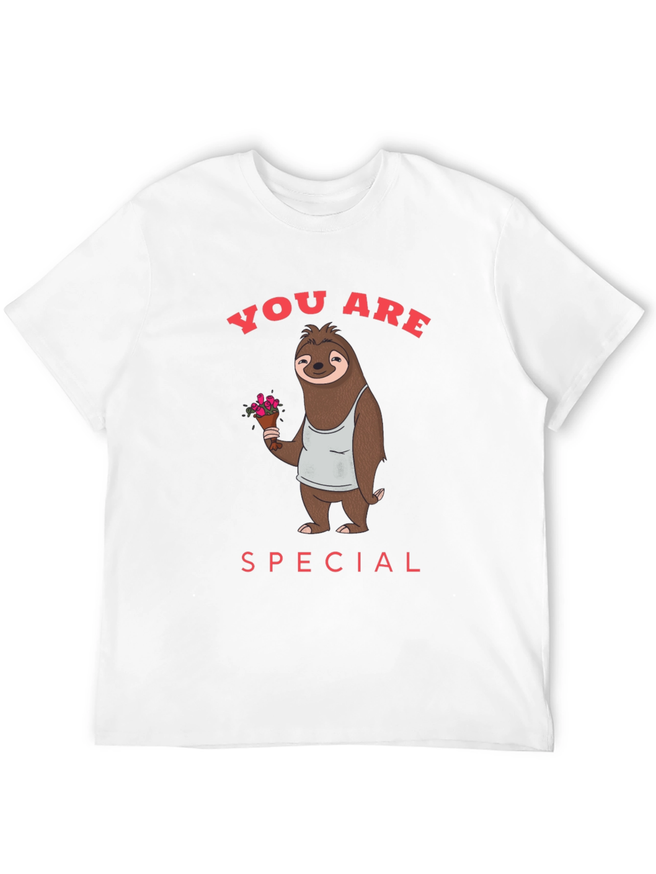Black Cute Sloth with Flowers Graphic T-Shirt view 12