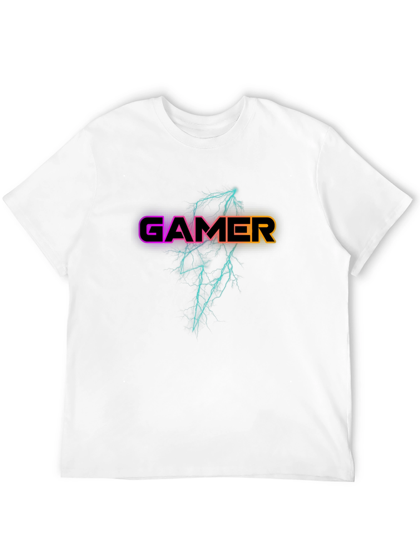 Black Gamer Lightning Bolt Graphic Black T-Shirt view 12