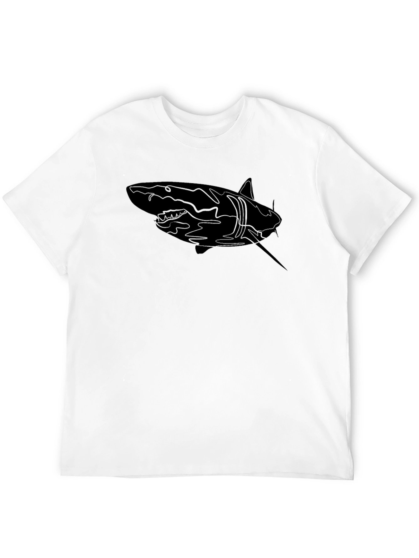 Black Shark Graphic Print Men's Black T-Shirt view 12