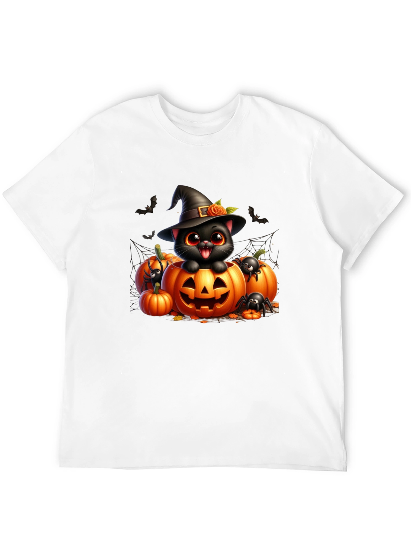 Black Halloween Cat Pumpkin Graphic Tee view 12