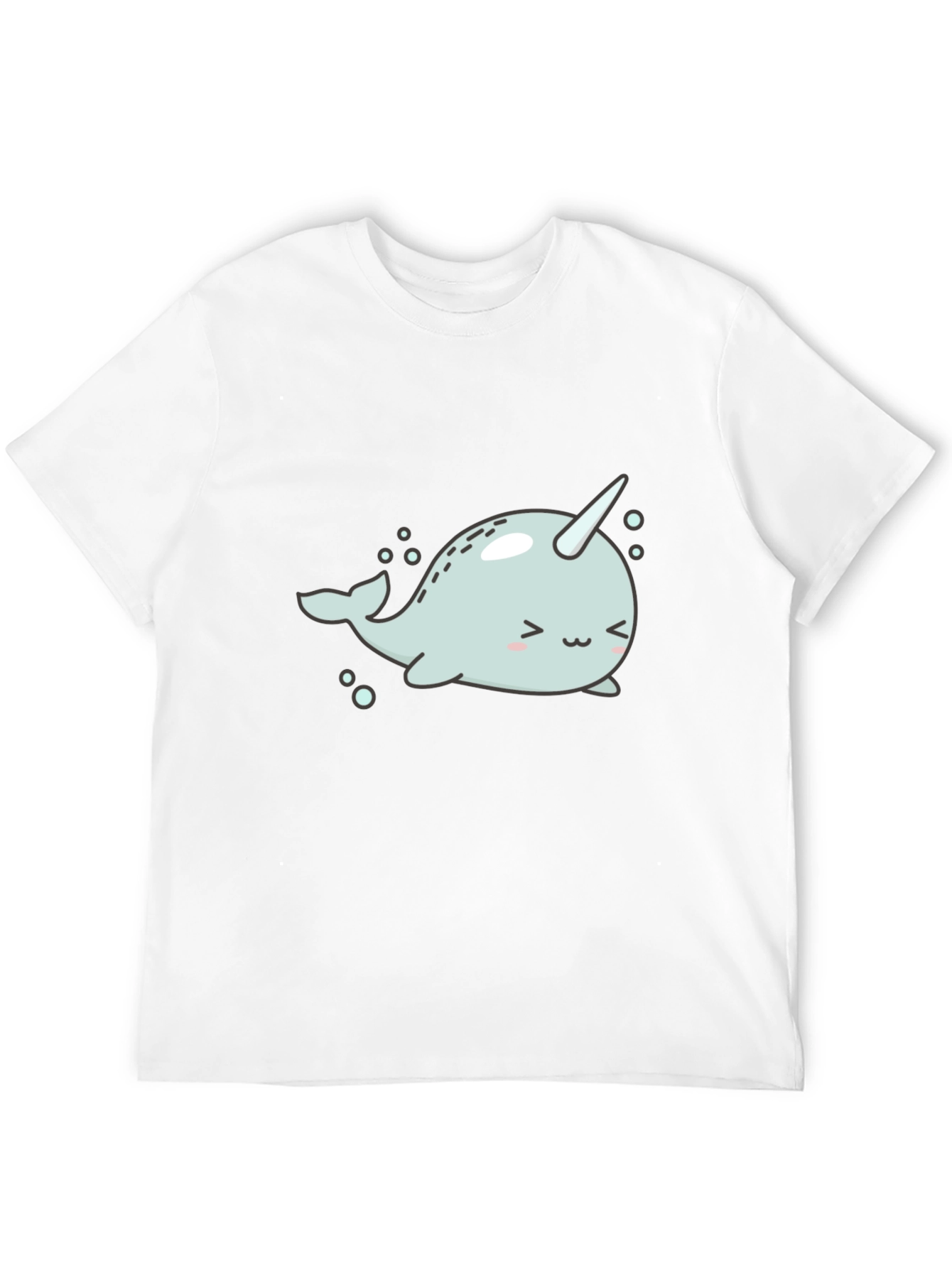 Black Cute Narwhal Graphic Tee - Black Cotton T-Shirt view 12